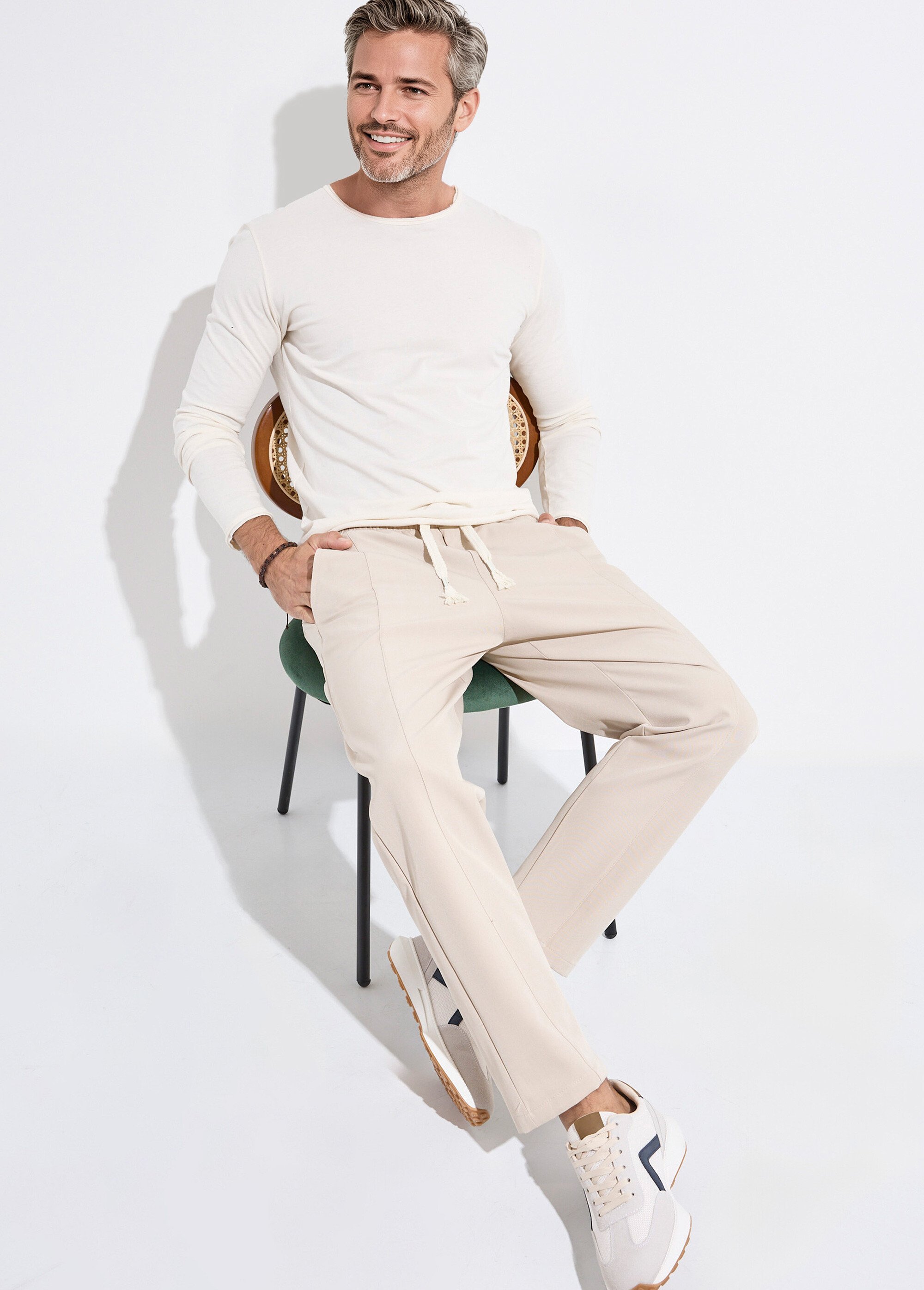 Pantalon sportswear en maille, élastiqué
