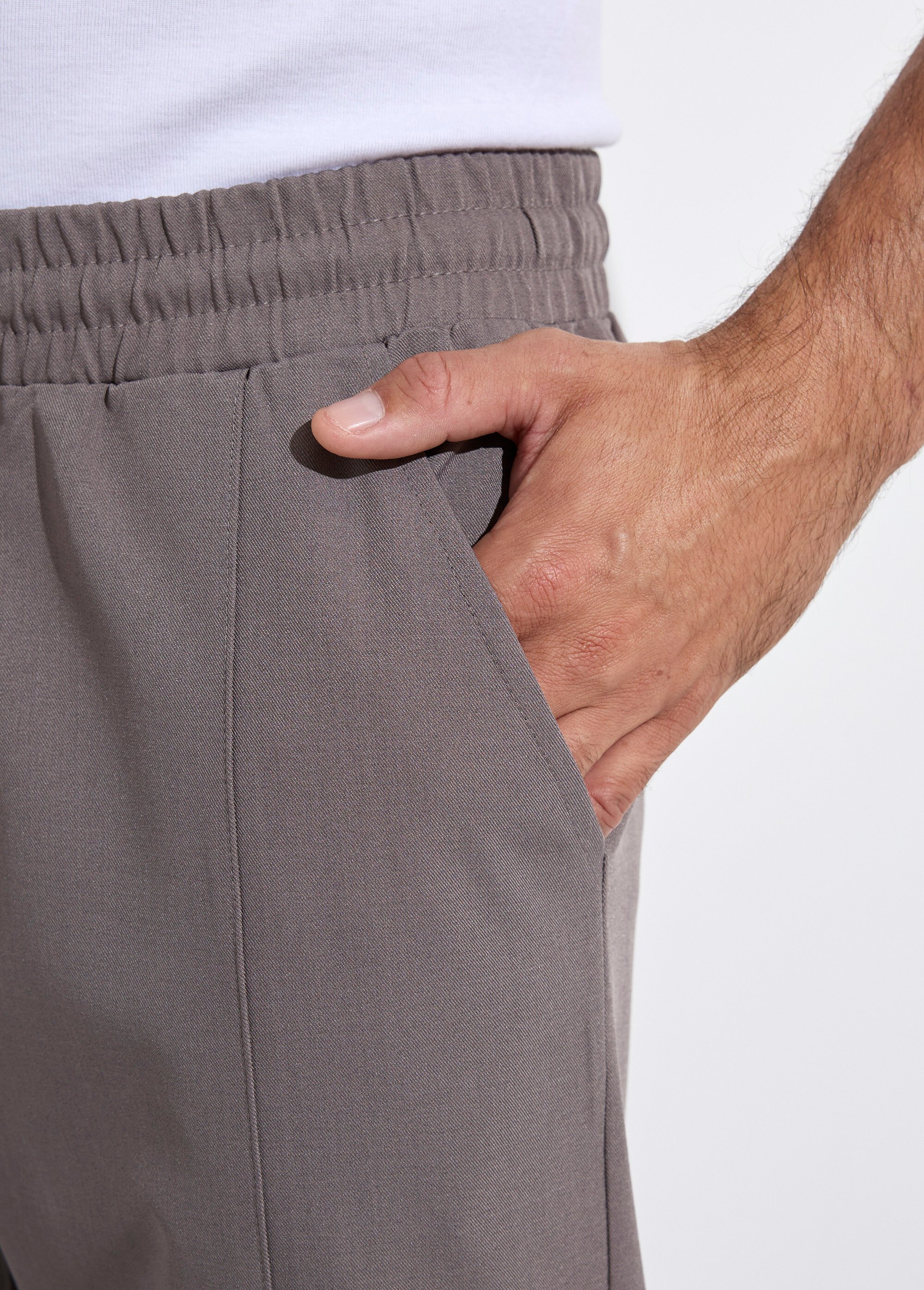 Pantalon sportswear en maille, élastiqué Homme Gris MENMP6611 DE2