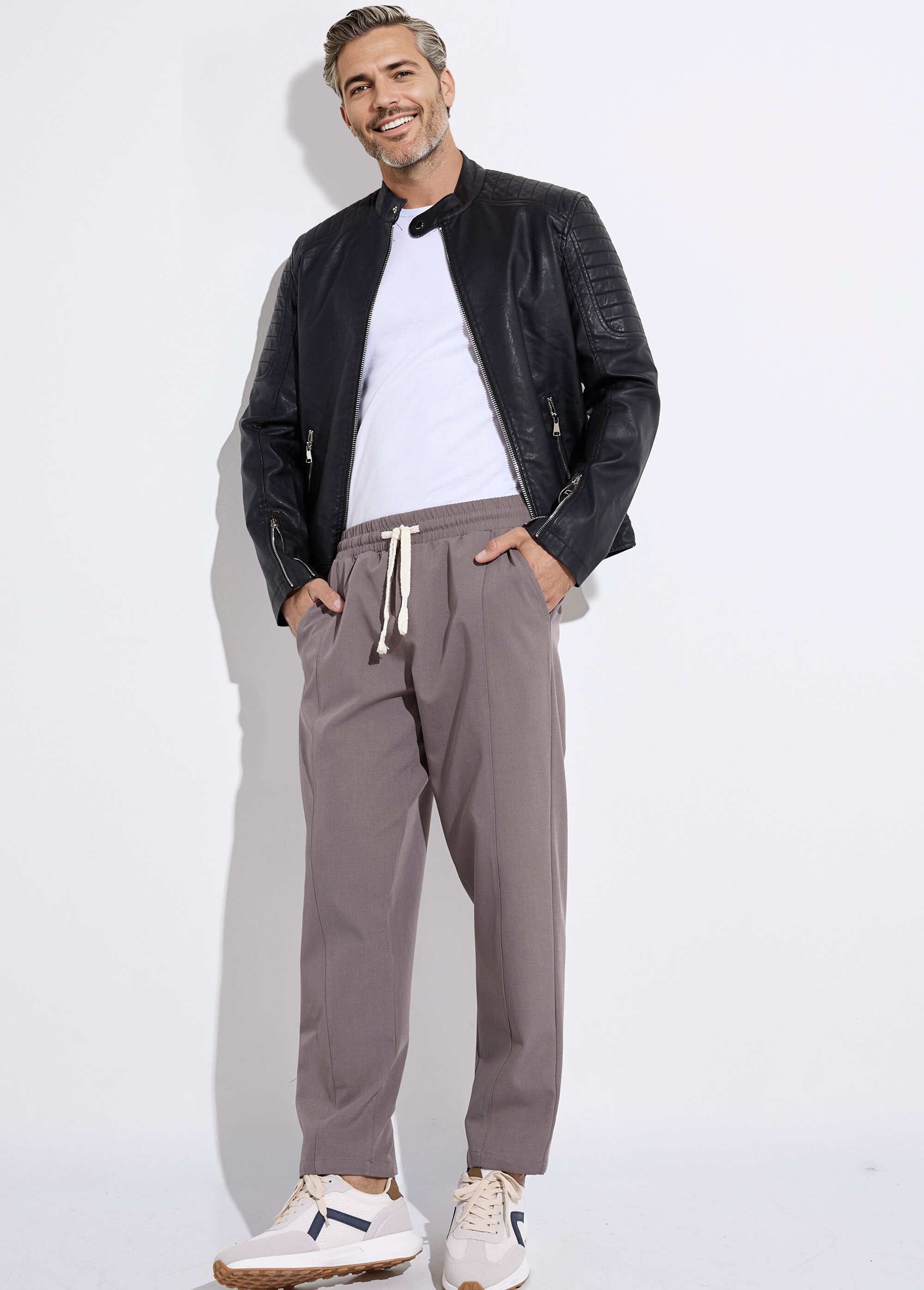 Pantalon sportswear en maille, élastiqué