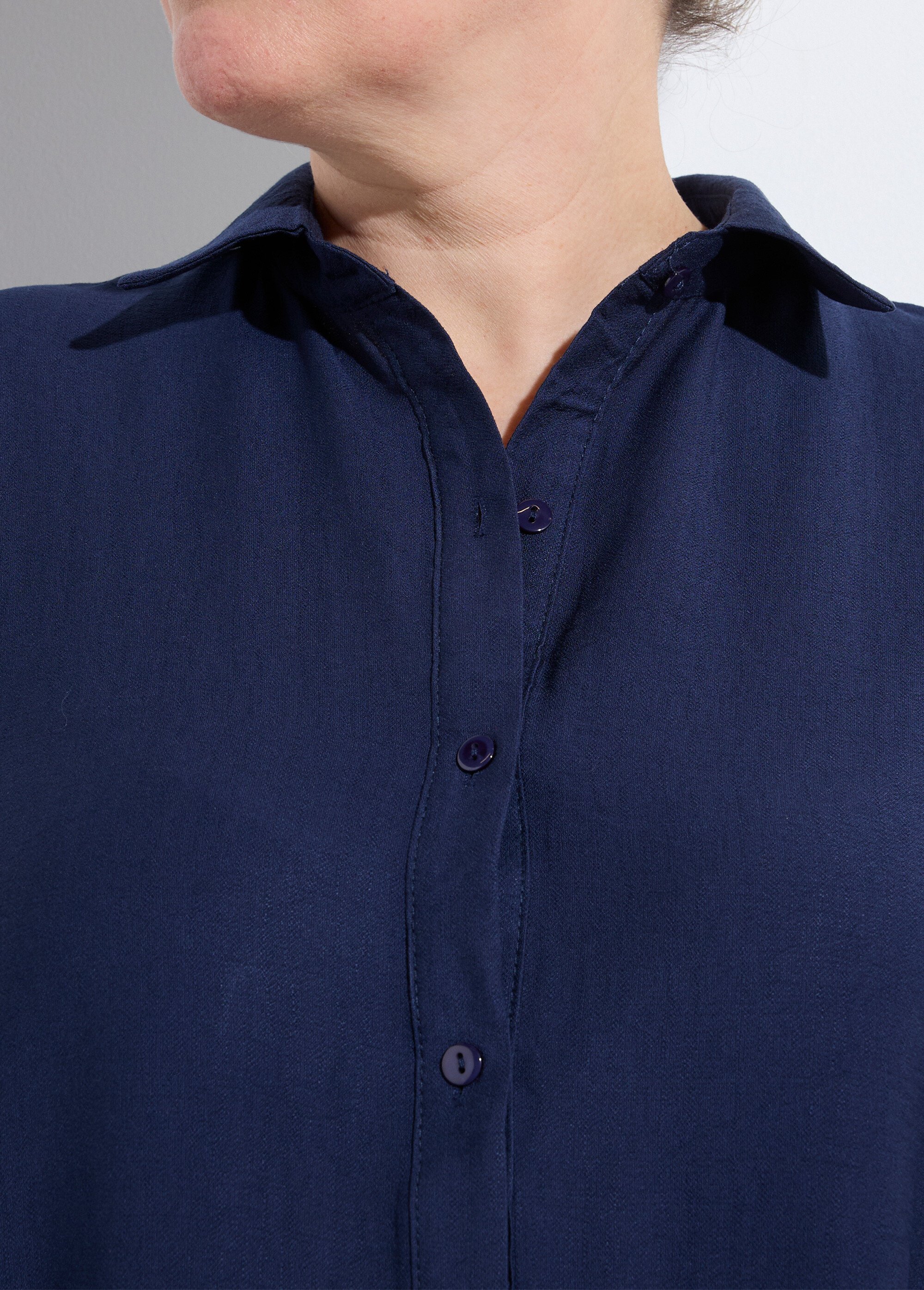 Robe chemisier volantée, inspiration folk Femme Grande Taille Bleu CHY-R543-2 DE1