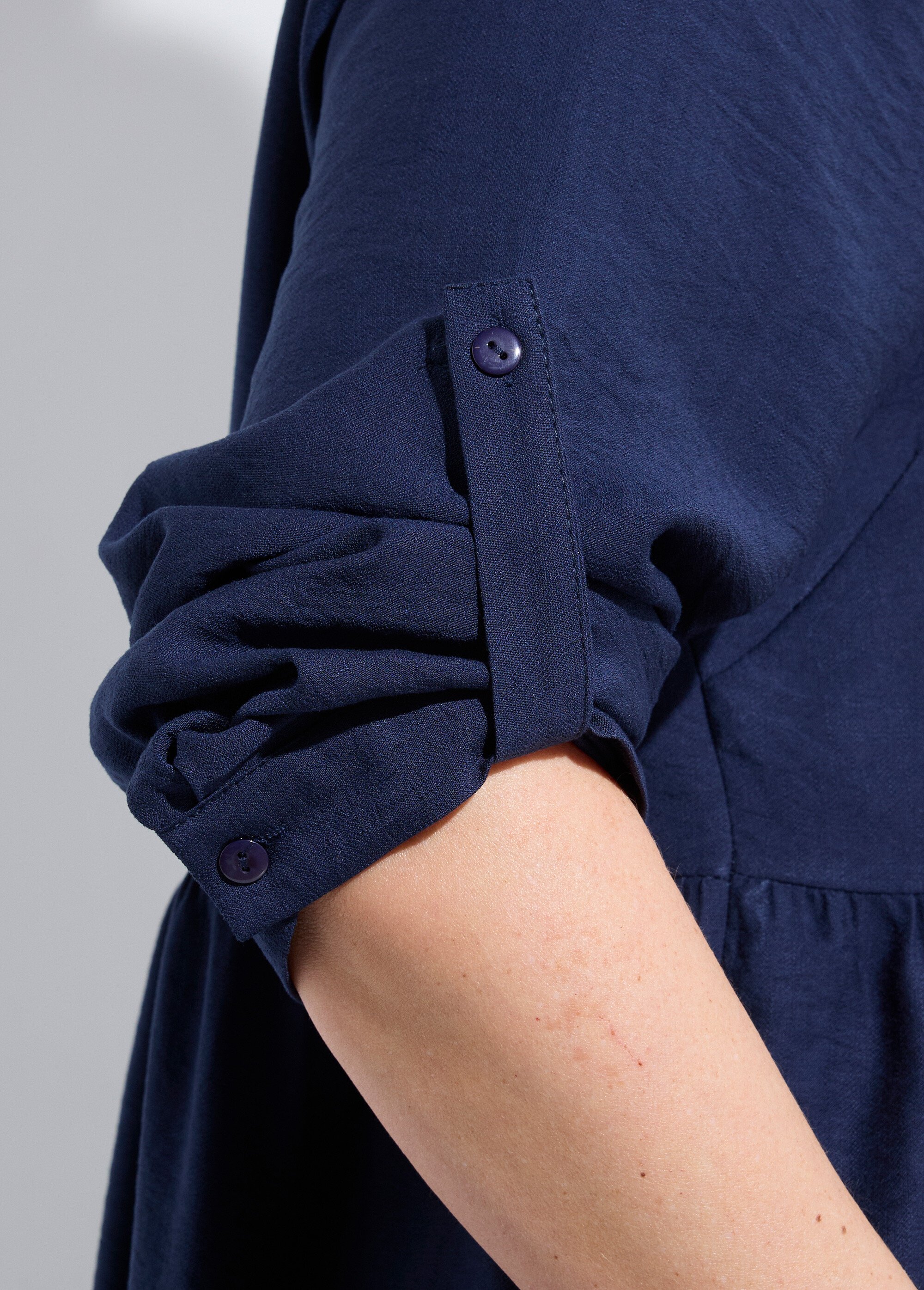 Robe chemisier volantée, inspiration folk Femme Grande Taille Bleu CHY-R543-2 DE2