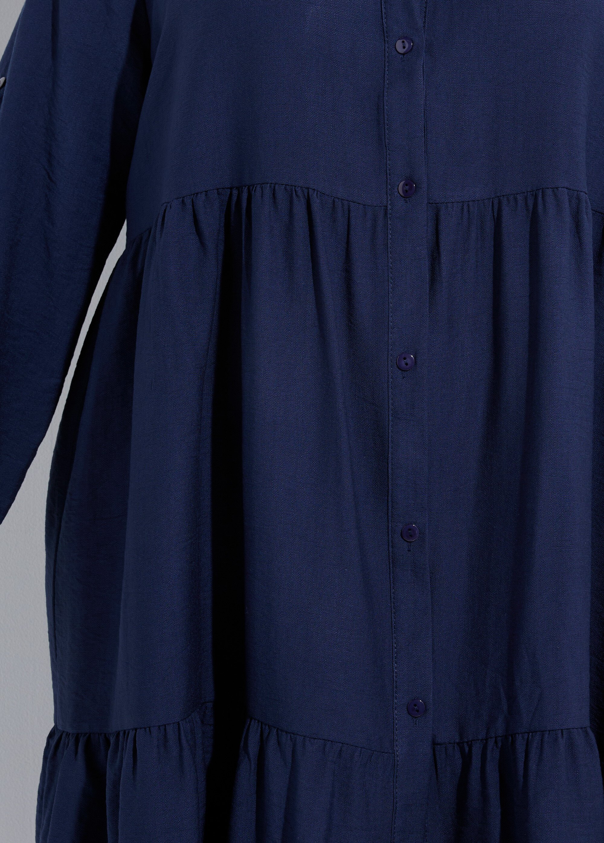 Robe chemisier volantée, inspiration folk Femme Grande Taille Bleu CHY-R543-2 DE3