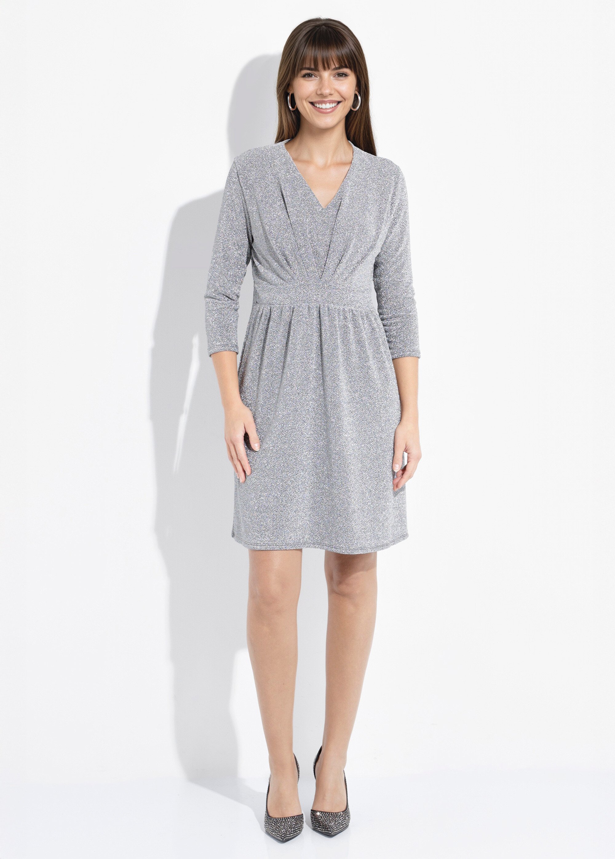 Robe courte chic en maille métallisée Femme Argenté FI-FUCHMOUS FA1