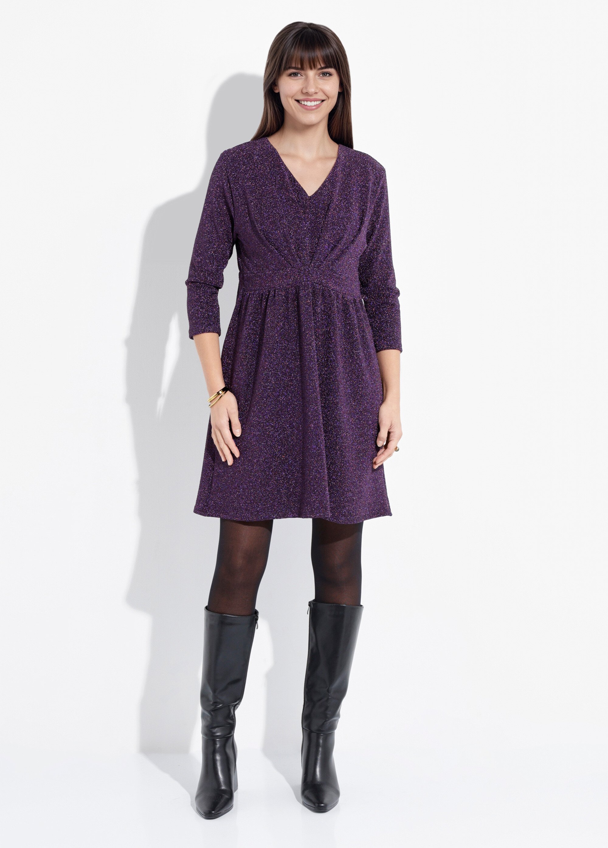 Robe courte chic en maille métallisée Femme Violet FI-FUCHMOUS FA1