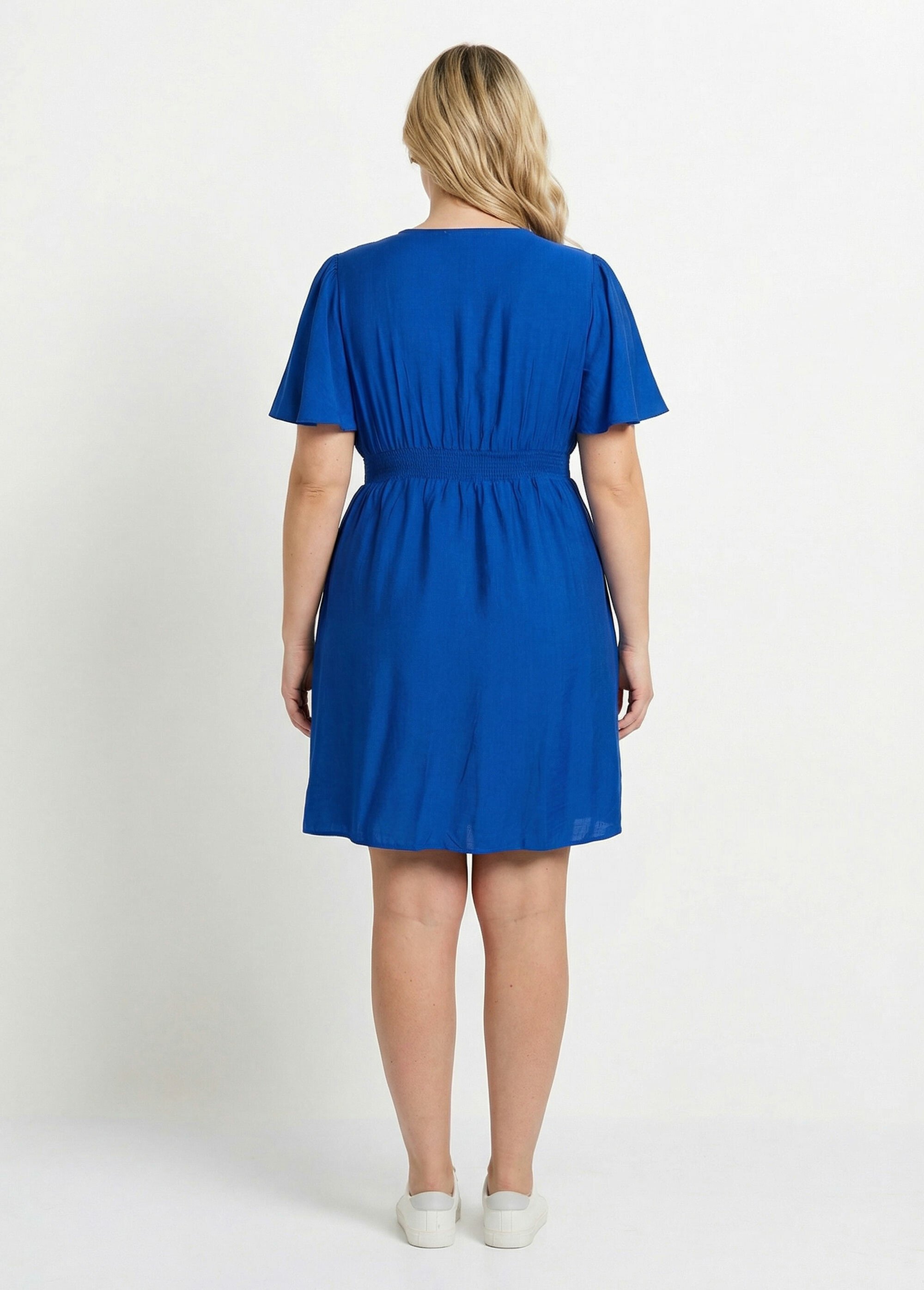 Robe courte taille empire, manches kimono Femme Grande Taille BLEU VIF MAE-1163-5-1539 DO1