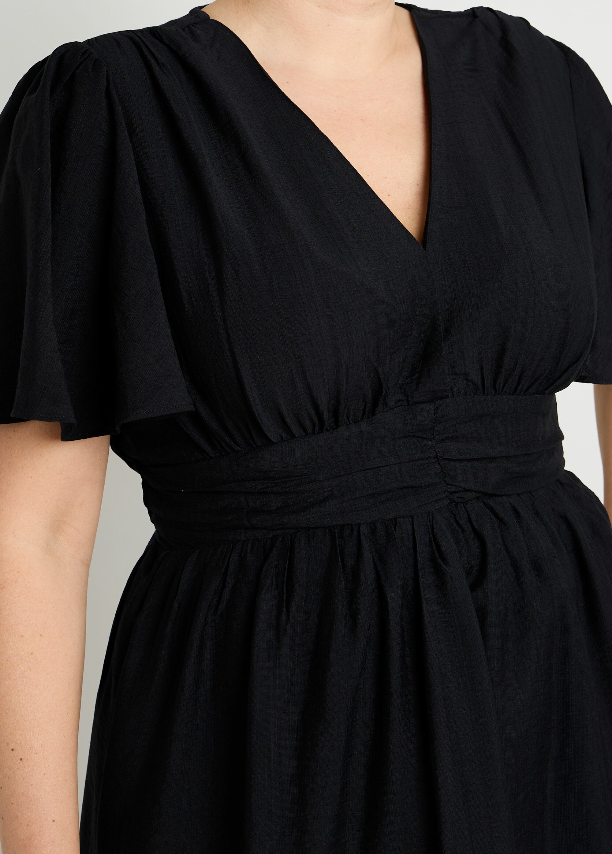 Robe courte taille empire, manches kimono Femme Grande Taille Noir MAE-1163-5-1539 DE1