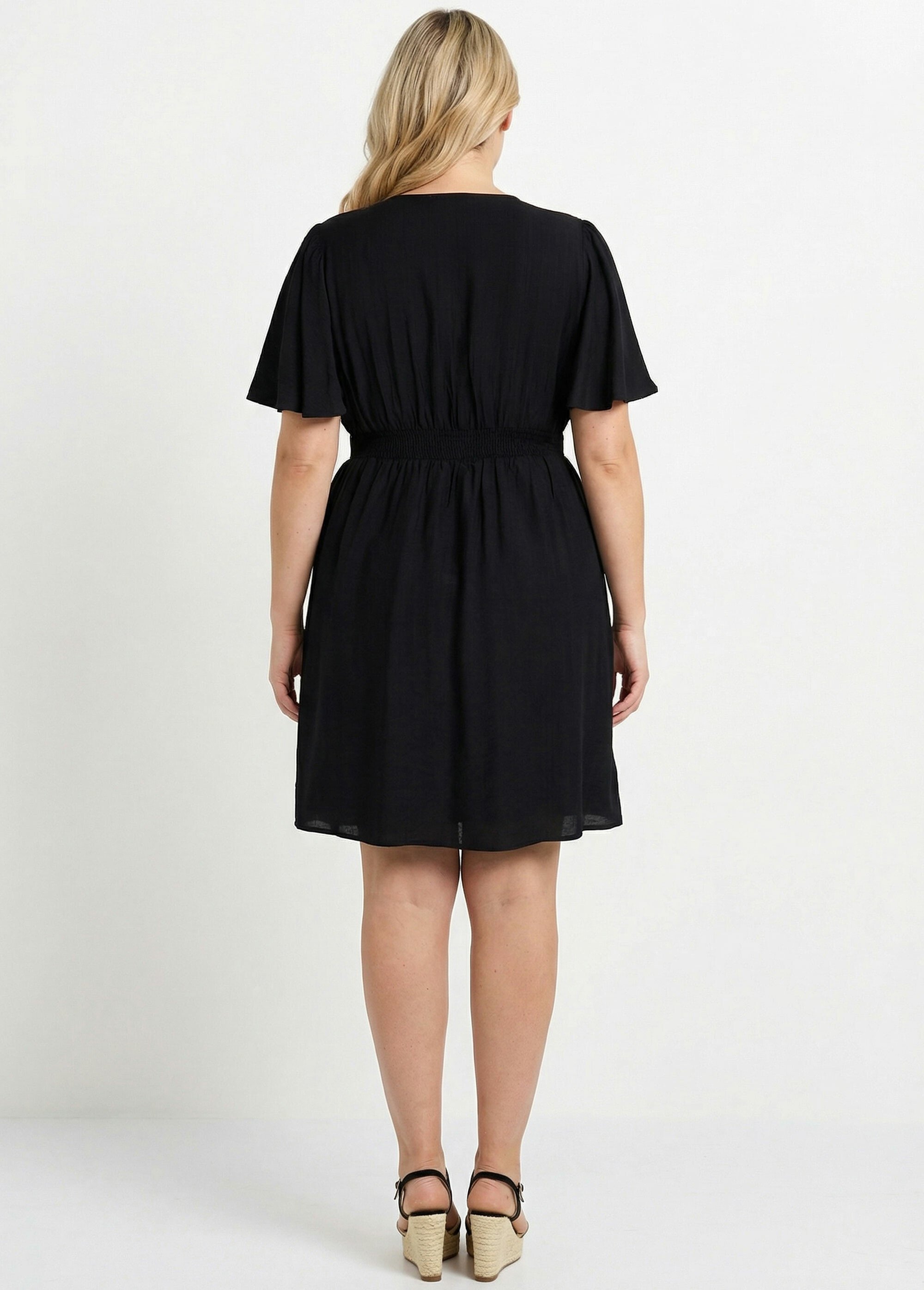 Robe courte taille empire, manches kimono Femme Grande Taille Noir MAE-1163-5-1539 DO1