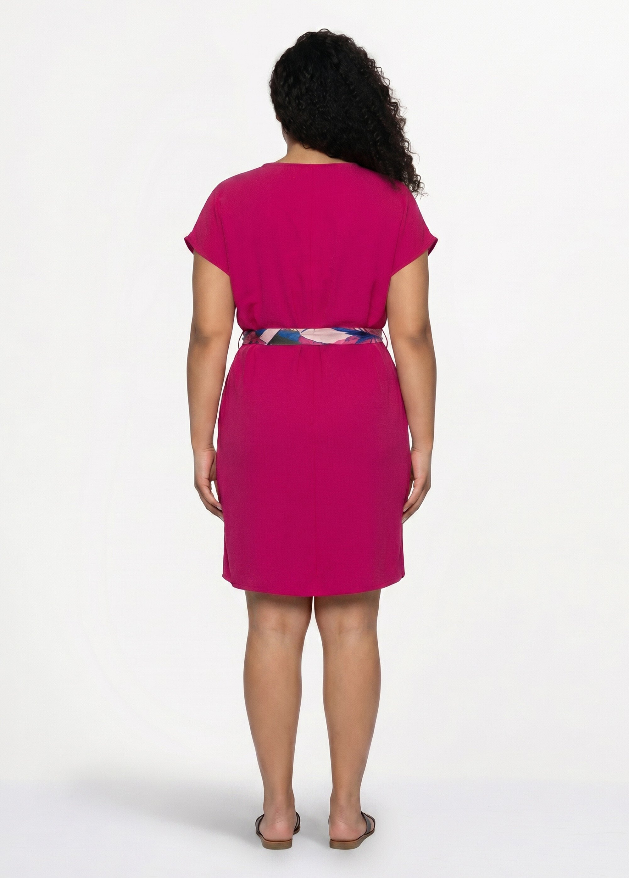 Robe housse courte, ceinture fantaisie Femme Grande Taille Rose MA-M135-123DP DO1