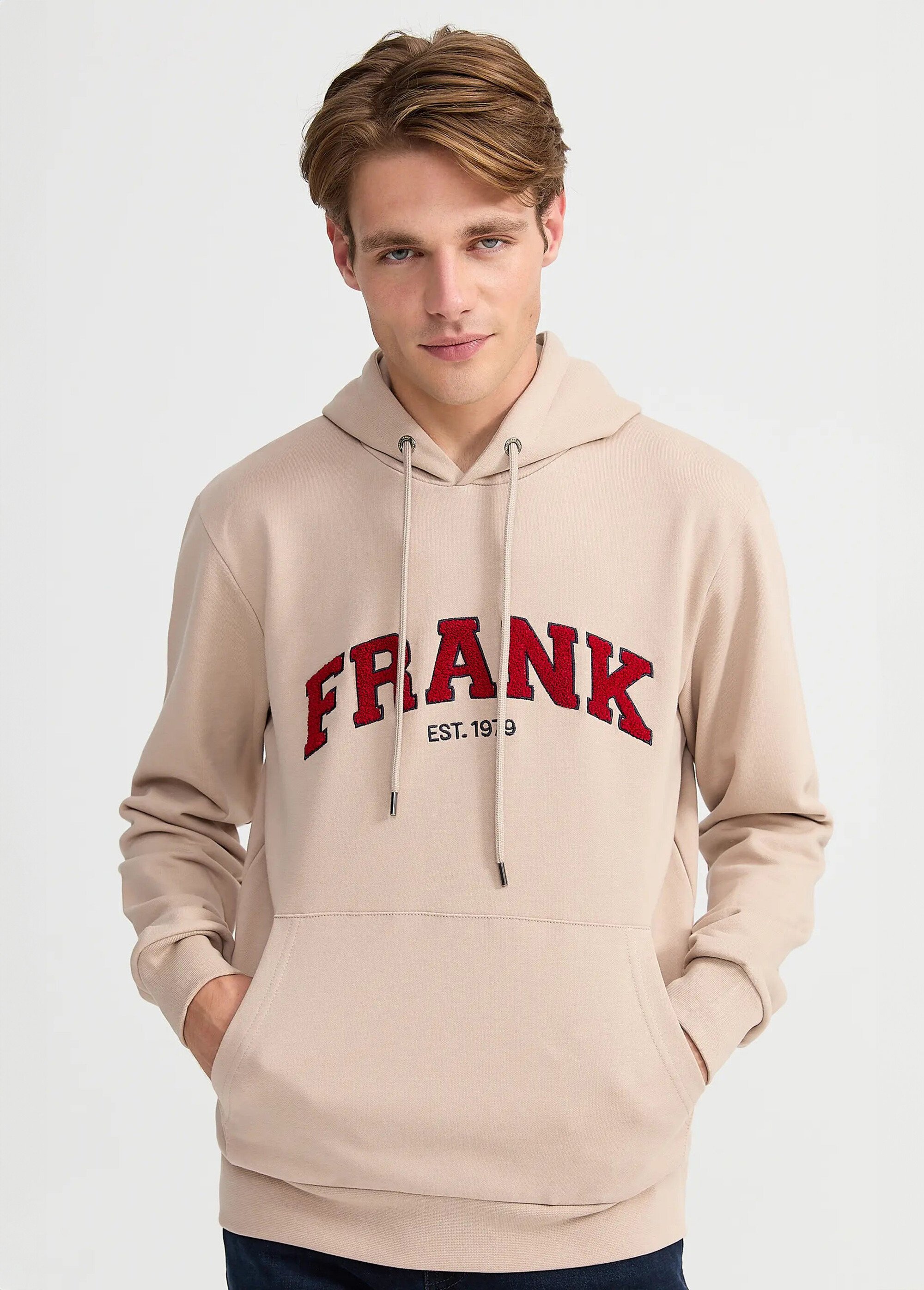 Sweat shirt à capuche, logo bouclette Beige MFKRODOLPH FA1