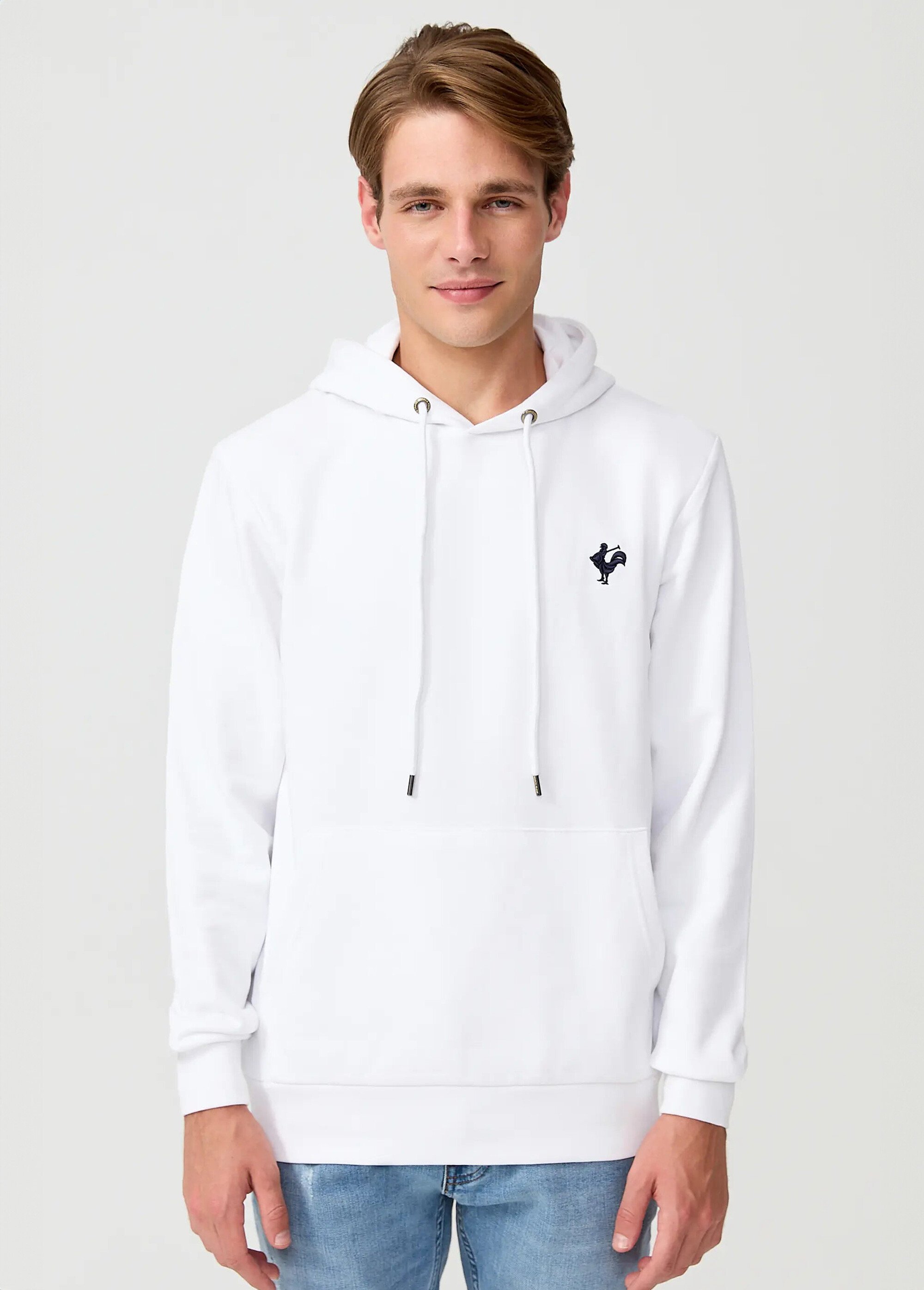 Sweat shirt à capuche poche kangourou Blanc MFKVISAGE FA1