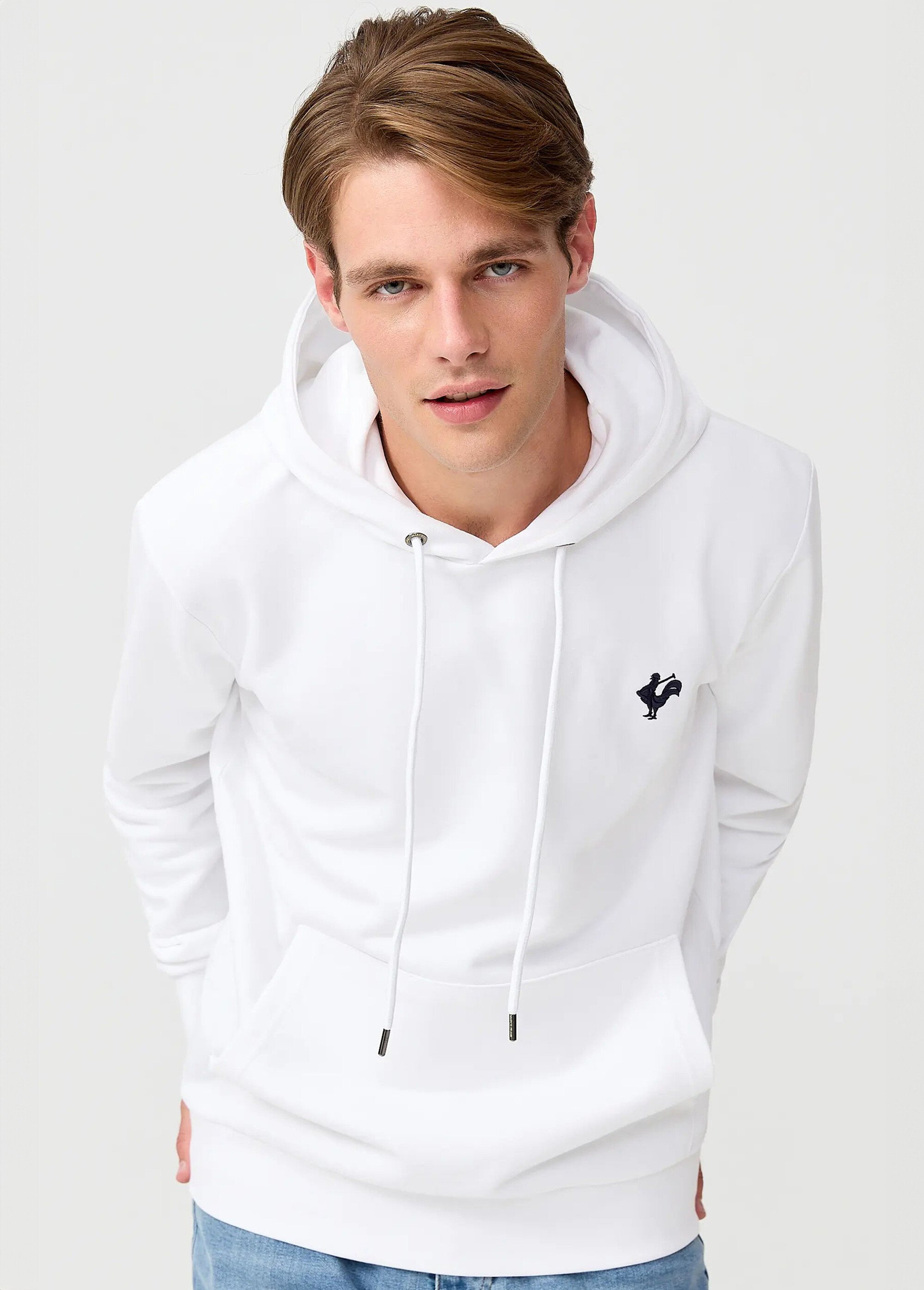 Sweat shirt à capuche poche kangourou Blanc MFKVISAGE FA2