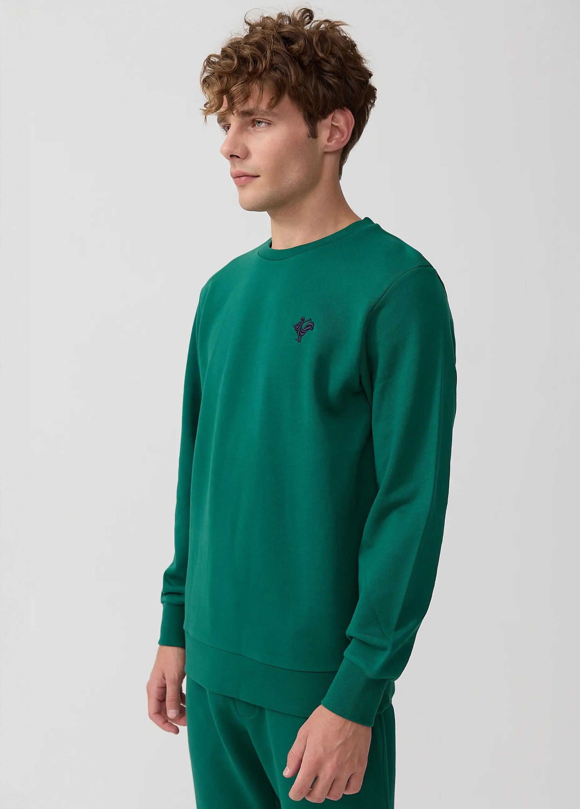 Sweat shirt en molleton avec col rond Vert MFKMORIN DR1