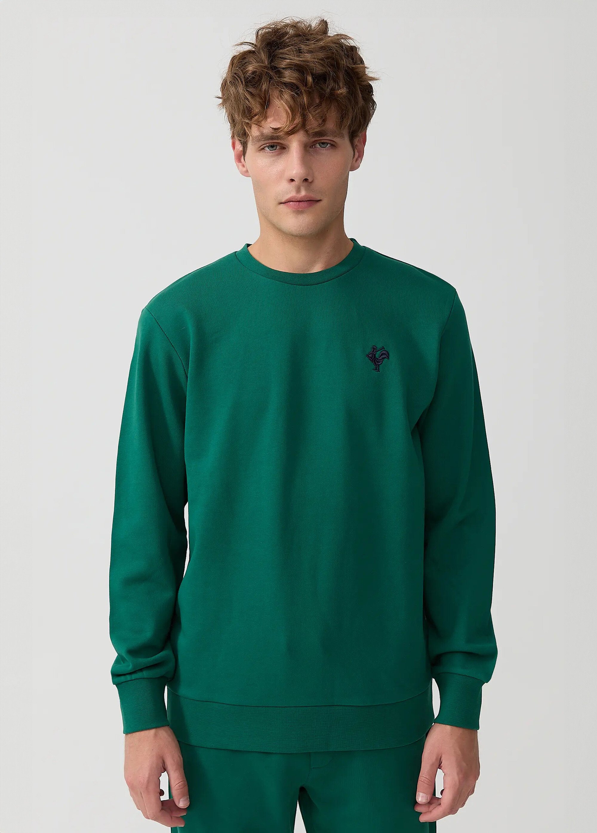 Sweat shirt en molleton avec col rond Vert MFKMORIN FA1