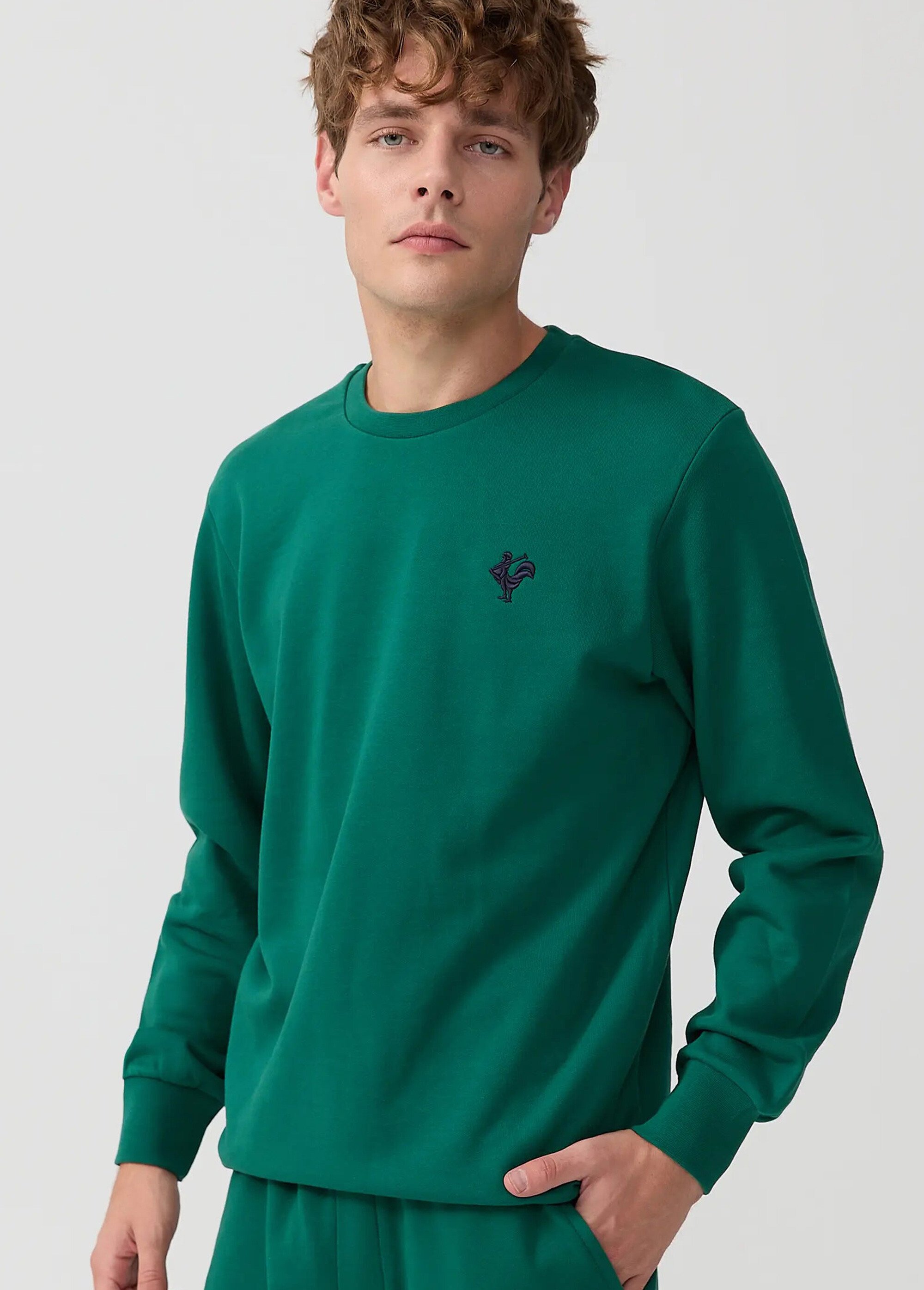 Sweat shirt en molleton avec col rond Vert MFKMORIN MV1