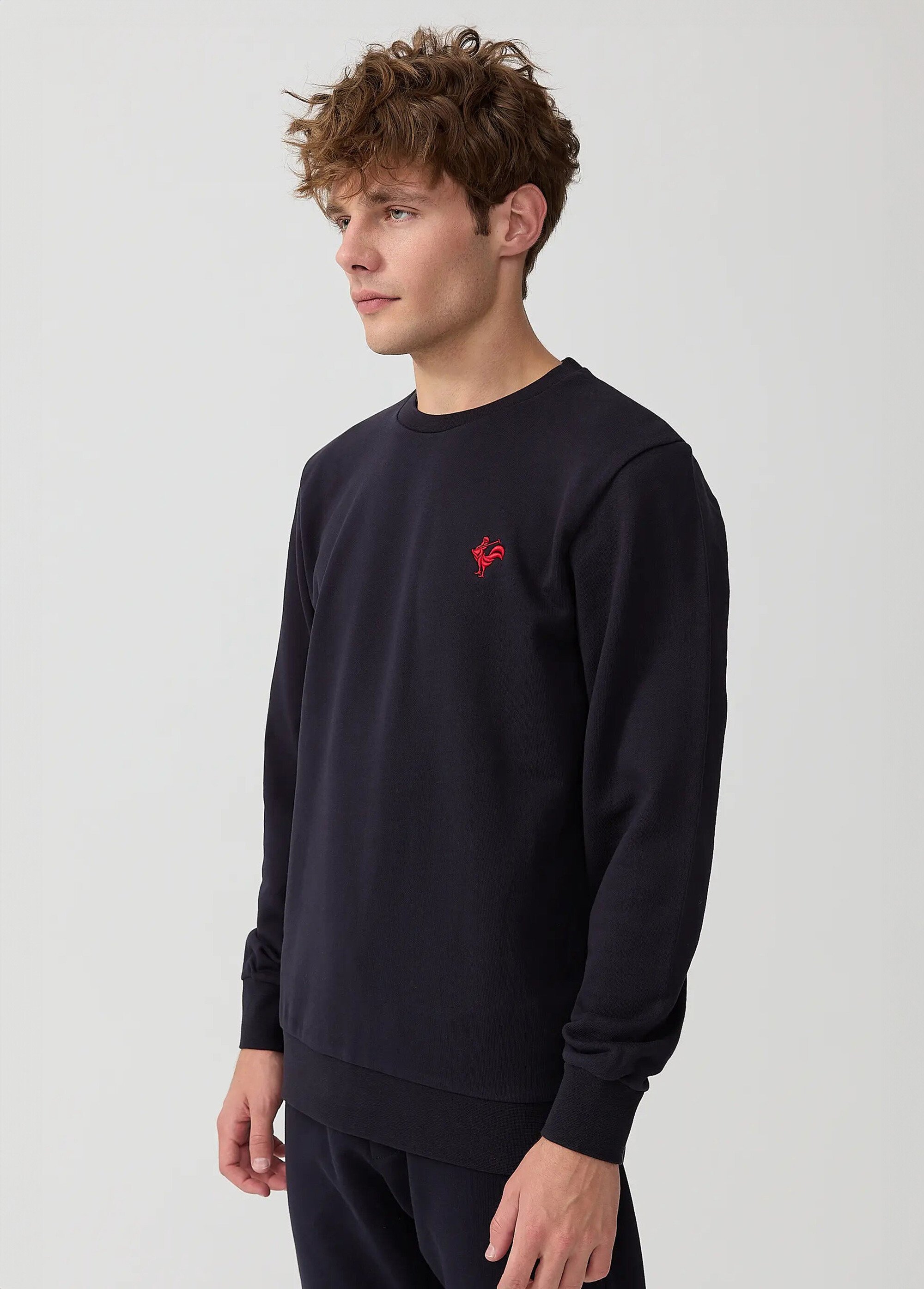 Sweat shirt en molleton avec col rond Bleu MFKMORIN DR1