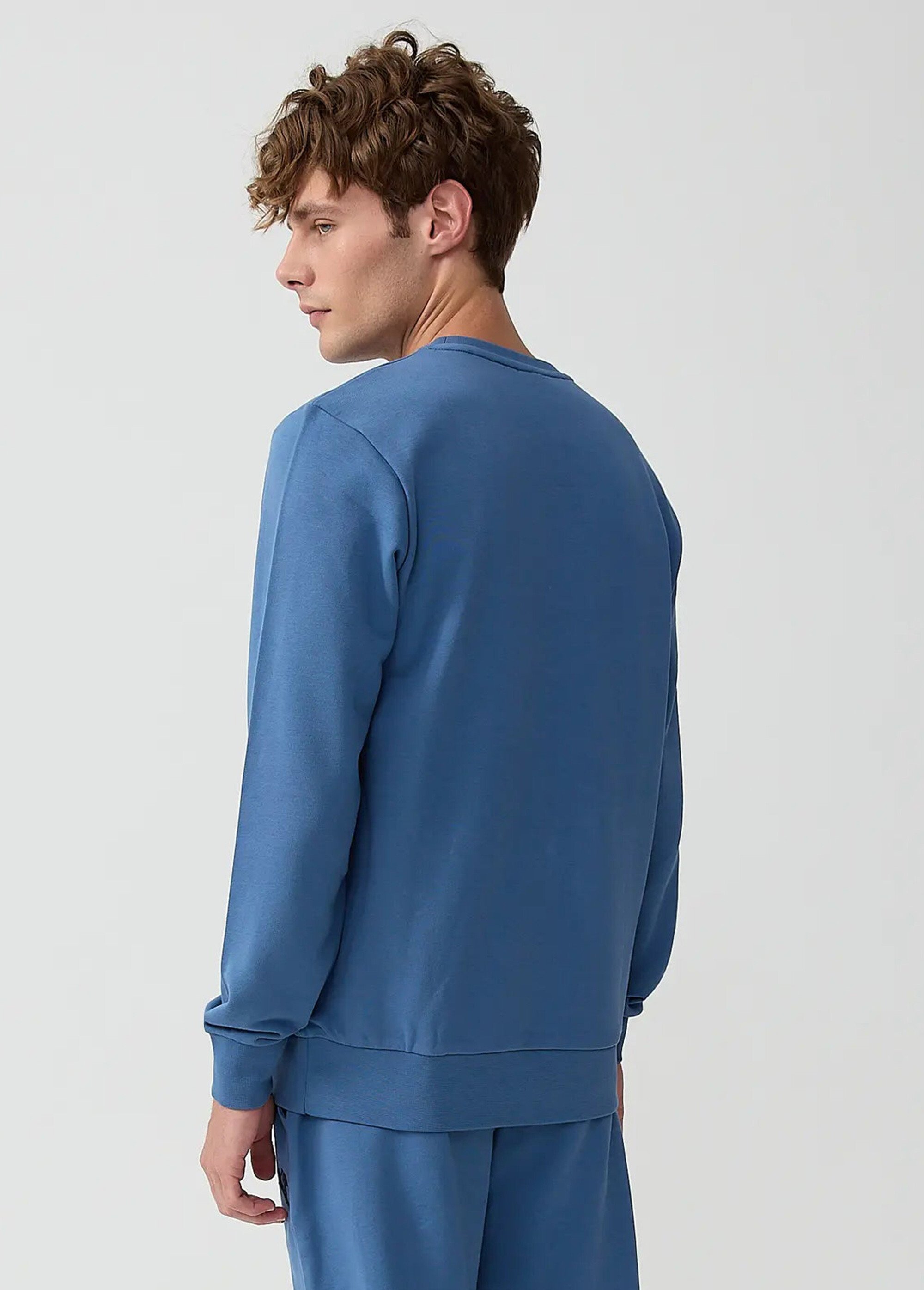 Sweat shirt en molleton avec col rond Bleu MFKMORIN DO1