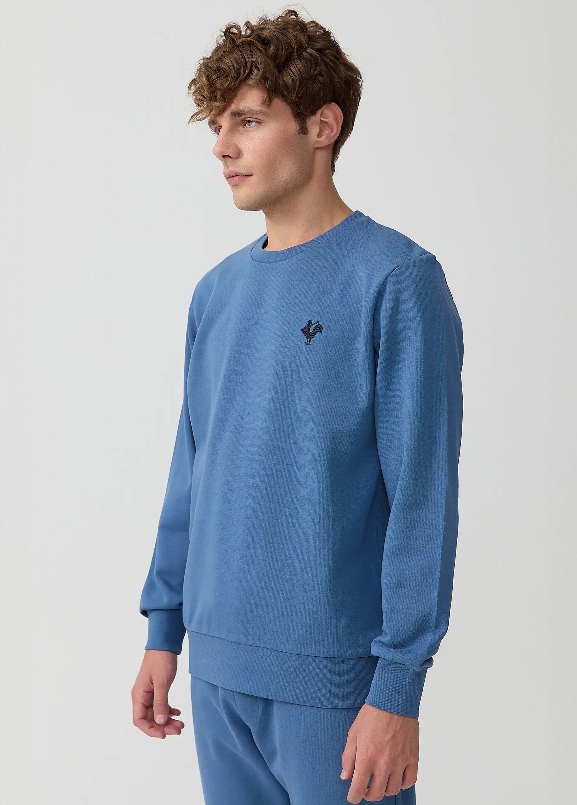 Sweat shirt en molleton avec col rond Bleu MFKMORIN DR1