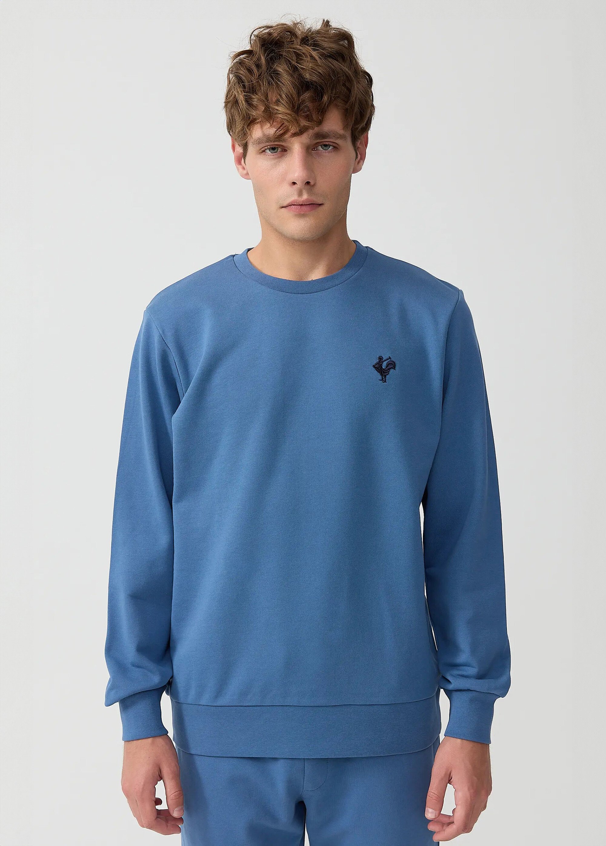 Sweat shirt en molleton avec col rond Bleu MFKMORIN FA1