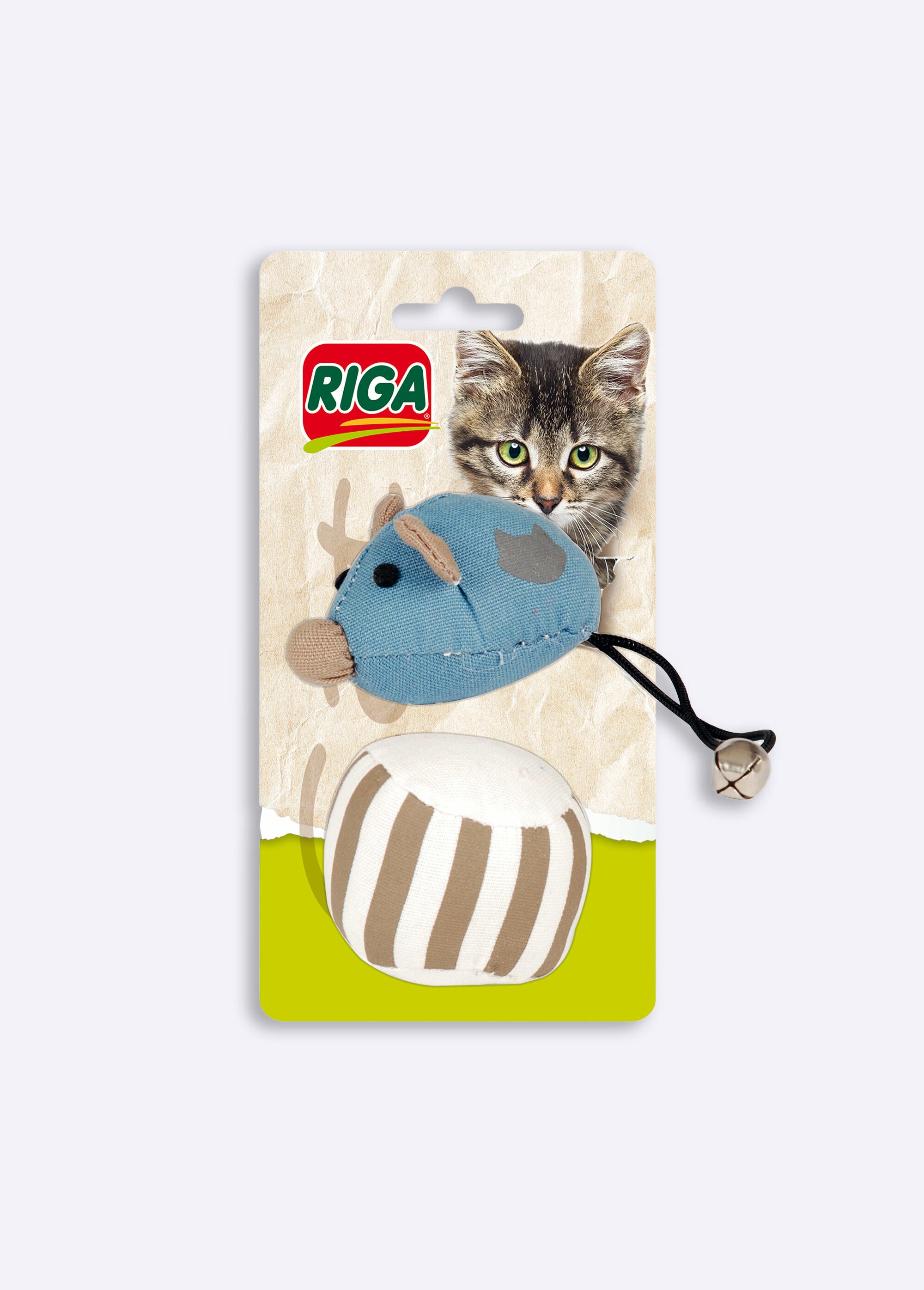 Jouets pour chat, souris grelot + balle BLEU RIG-00004798EL FA1