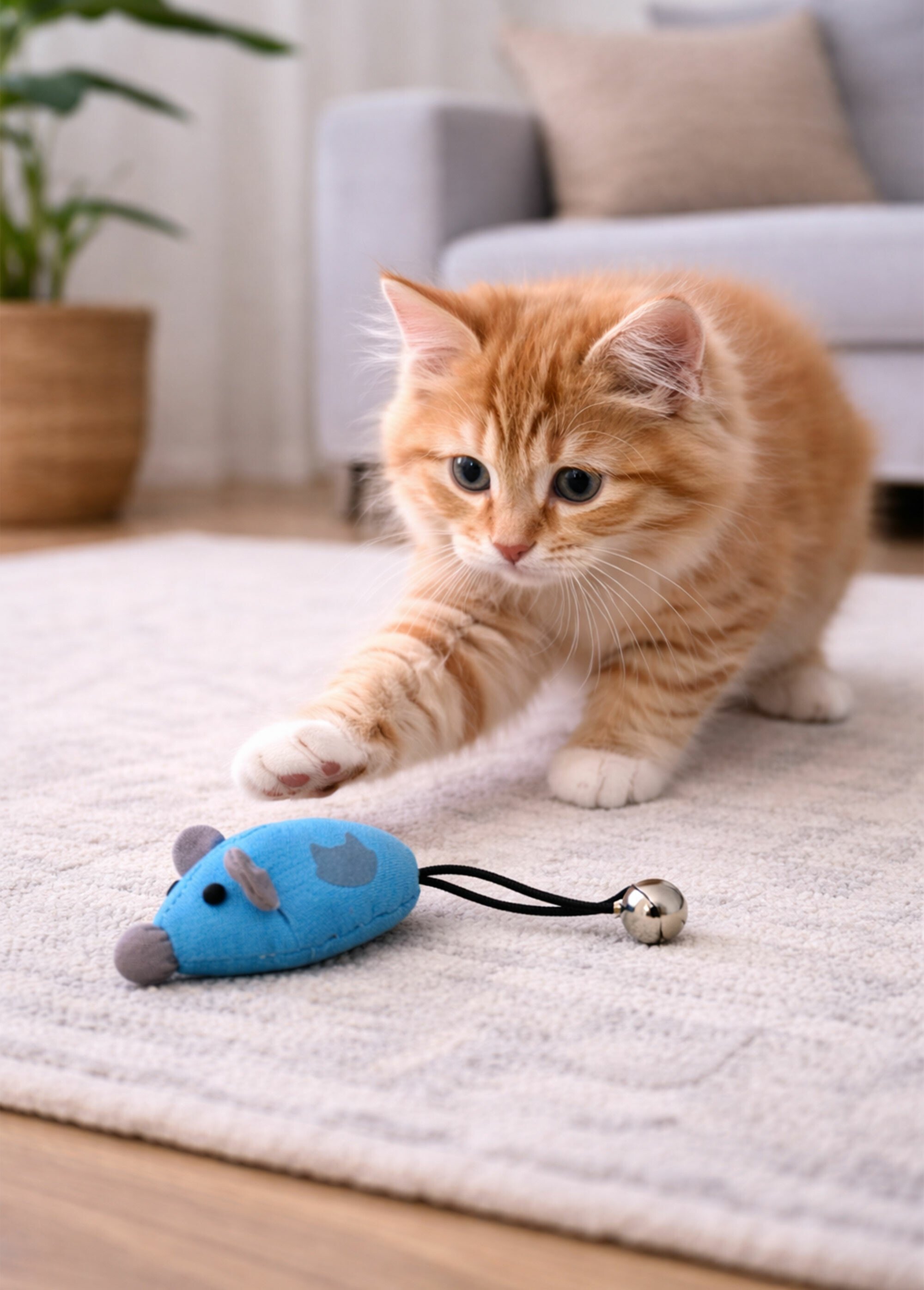 Jouets pour chat, souris grelot + balle BLEU RIG-00004798EL SI1