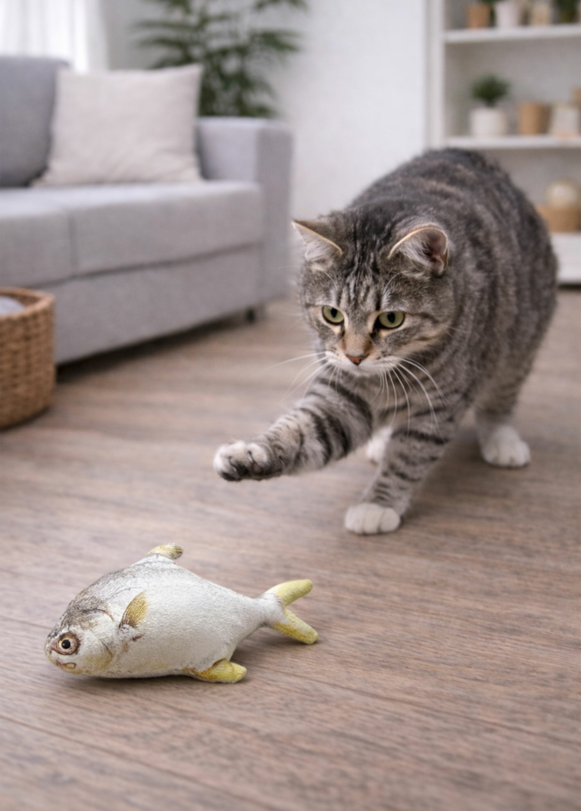 Jouet pour chat forme poisson GRIS RIG-00006726EL SI1