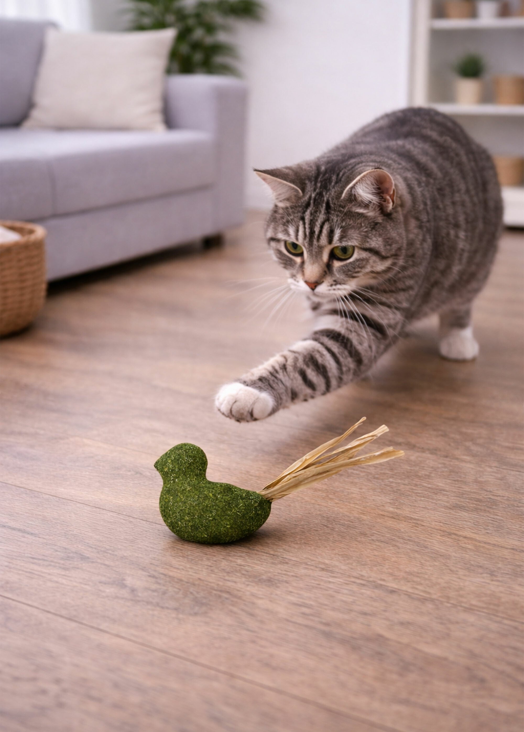 Jouet herbe à chat, avec plume GRIS RIG-00006721EL SI1