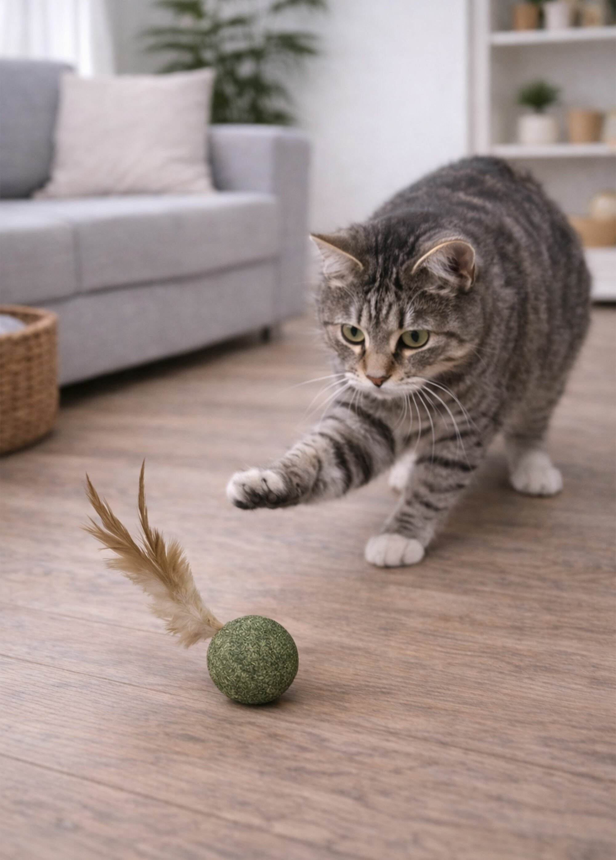 Jouet herbe à chat, avec plume BLANC RIG-00006721EL SI1