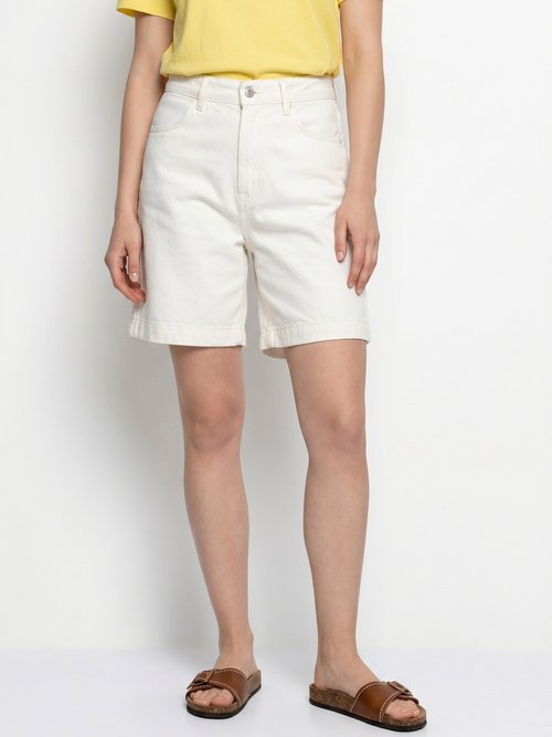 Bermuda femme en denim, coupe trapèze Femme Blanc OR-JD584 FA1