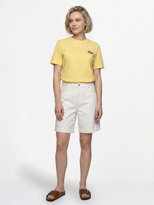Bermuda femme en denim, coupe trapèze Femme Blanc OR-JD584 SI1