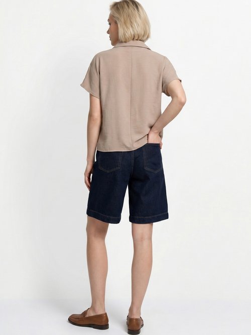 Bermuda femme en denim, coupe trapèze Femme Bleu OR-JD584 SI1