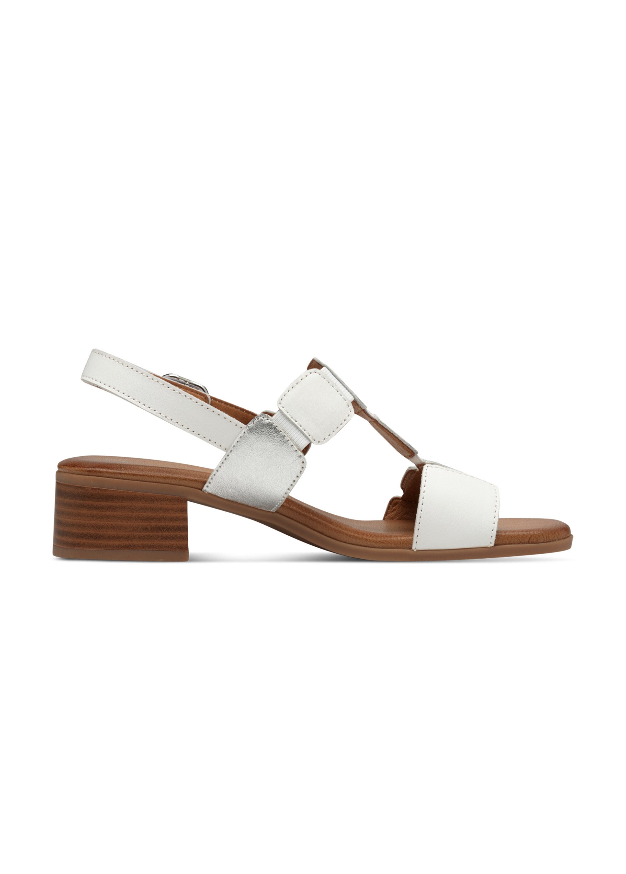 Sandales en cuir élastiquées à talon Femme Gris TAM88820342 DR1
