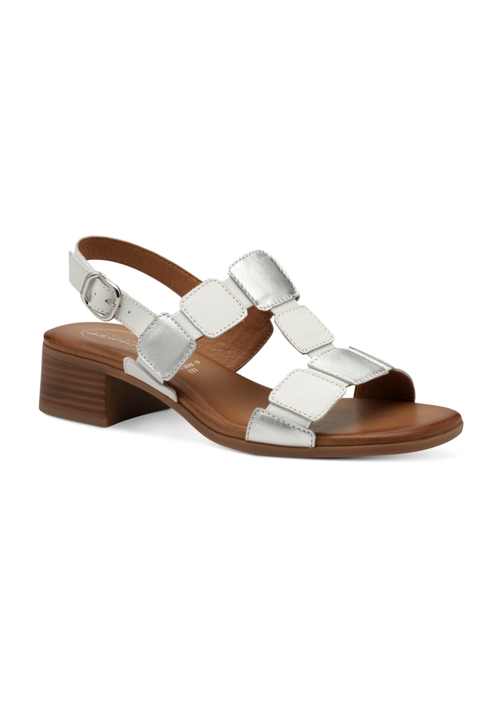 Sandales en cuir élastiquées à talon