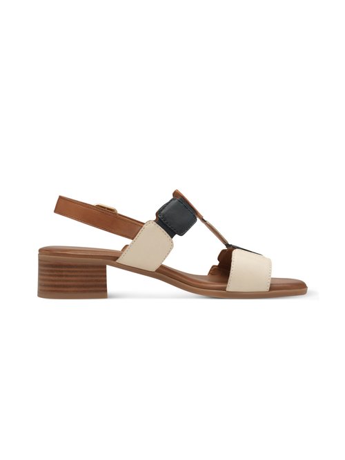 Sandales en cuir élastiquées à talon Femme Marron TAM88820342 DR1