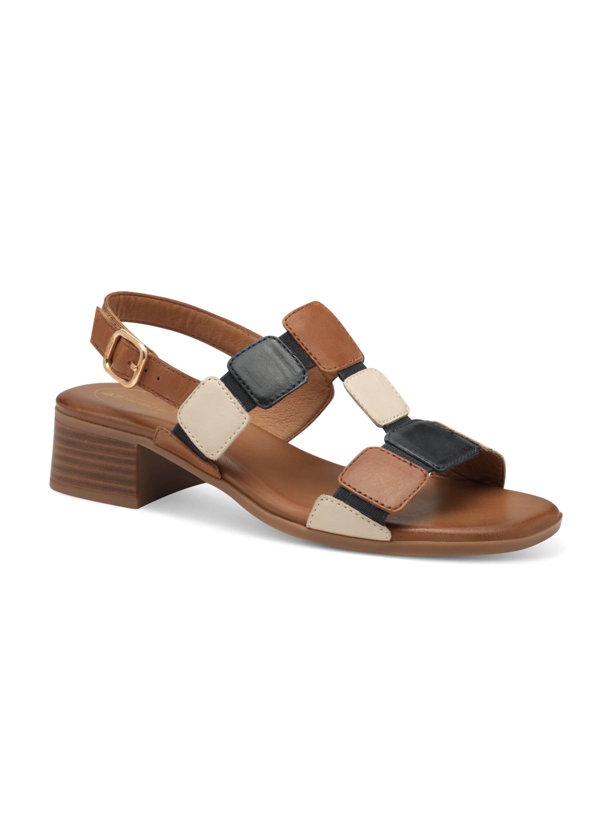 Sandales en cuir élastiquées à talon