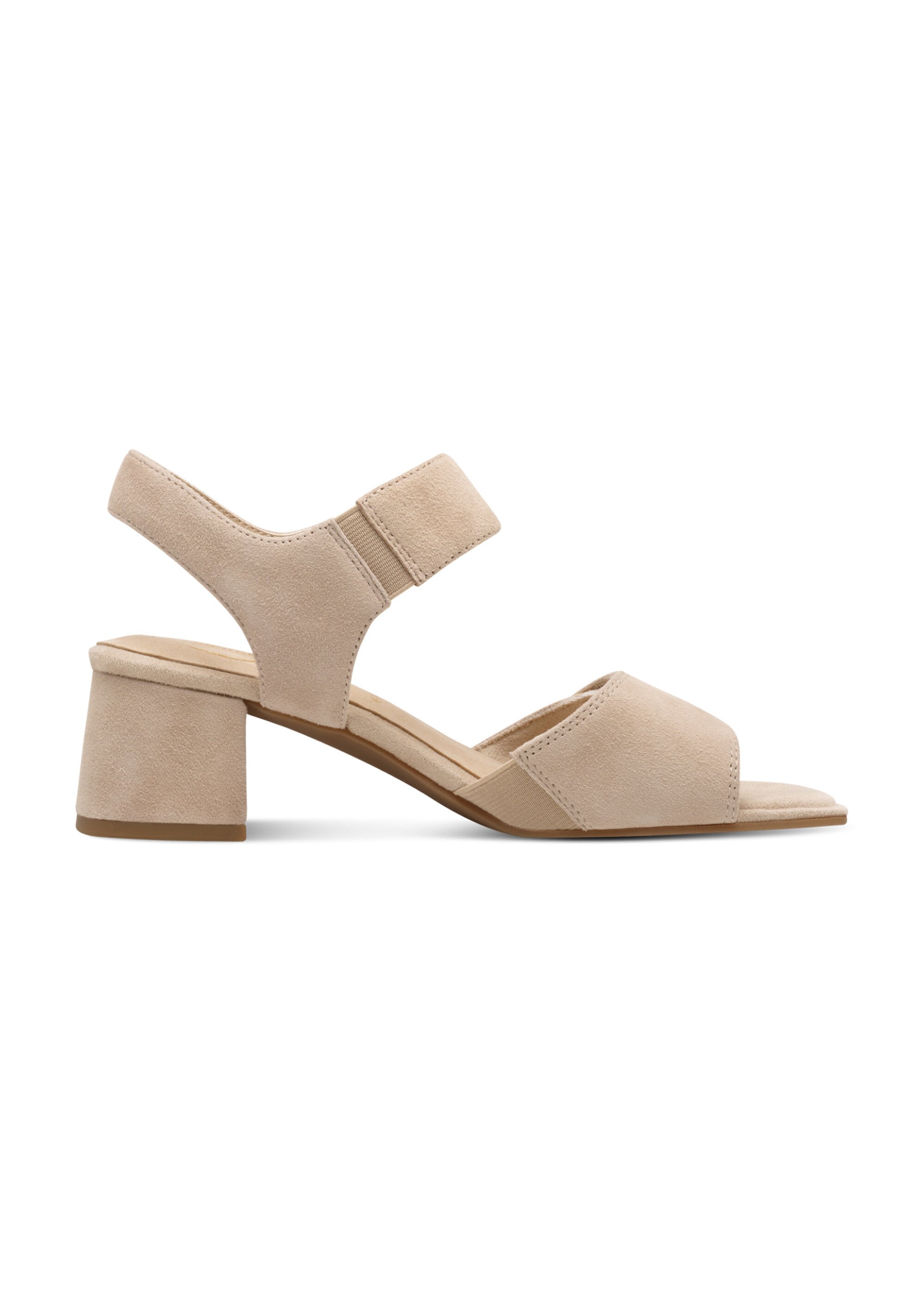 Sandales cuir velours à talon détails métal Femme Beige TAM88831744 DR1