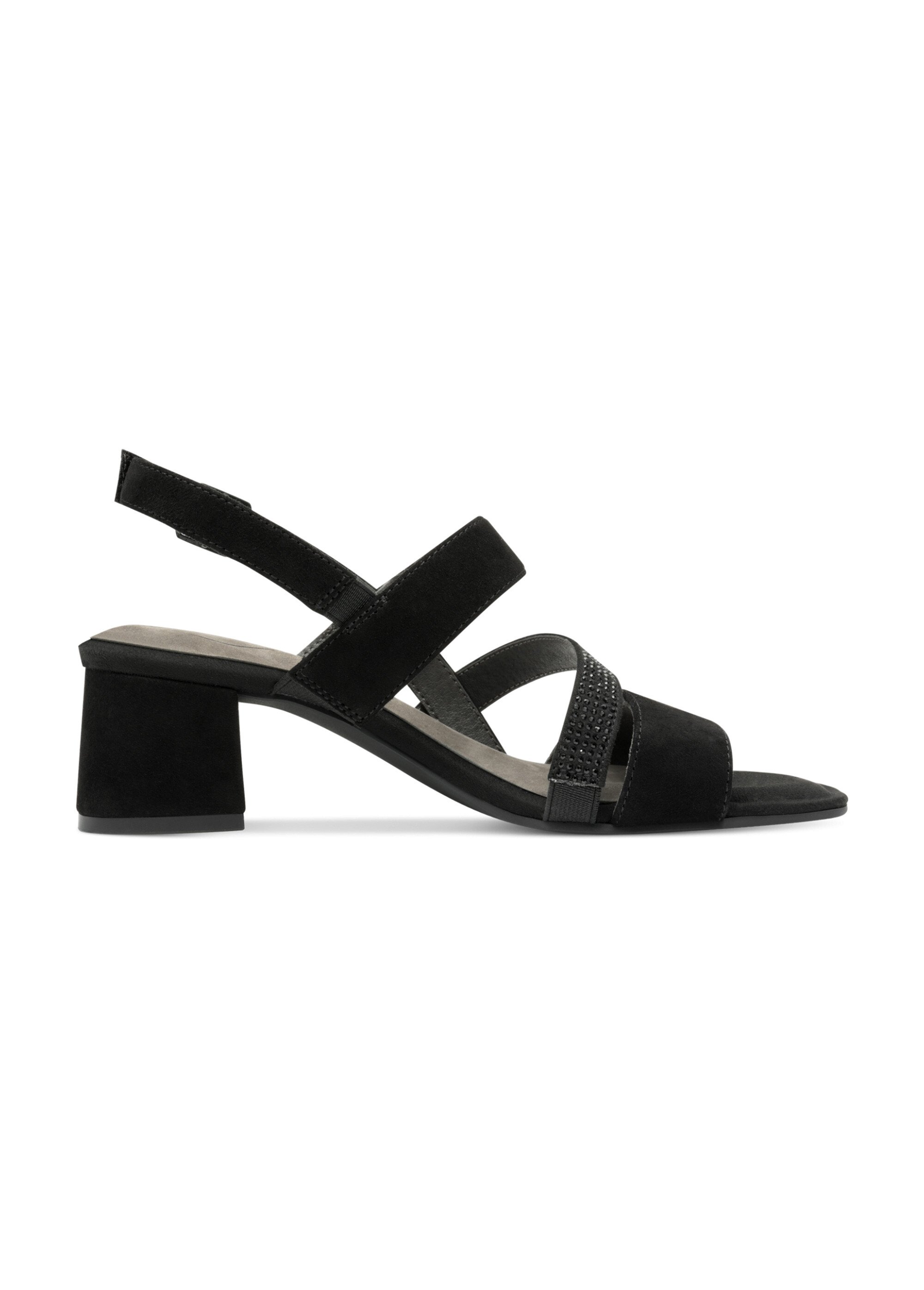 Sandales à talon cuir velours et strass Femme Noir TAM88831844 DR1