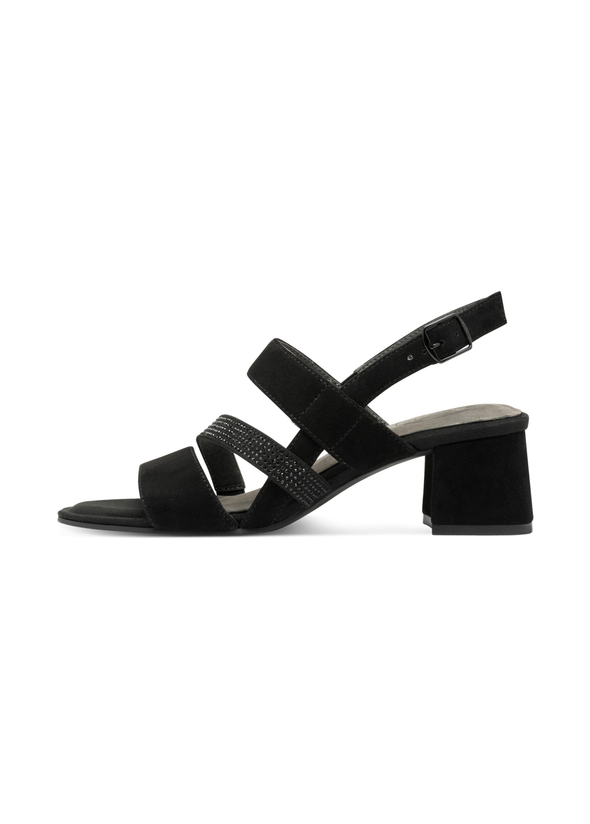 Sandales à talon cuir velours et strass Femme Noir TAM88831844 GA1