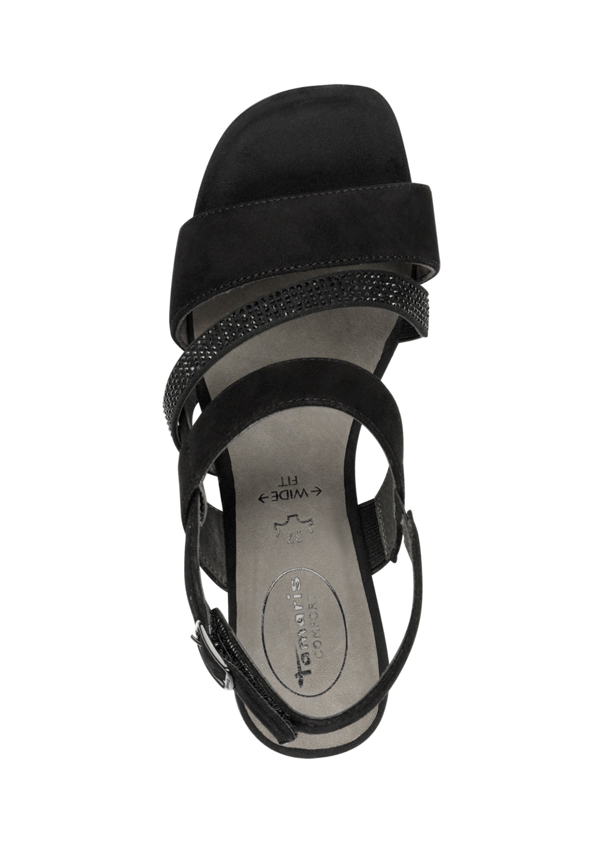 Sandales à talon cuir velours et strass Femme Noir TAM88831844 OV1