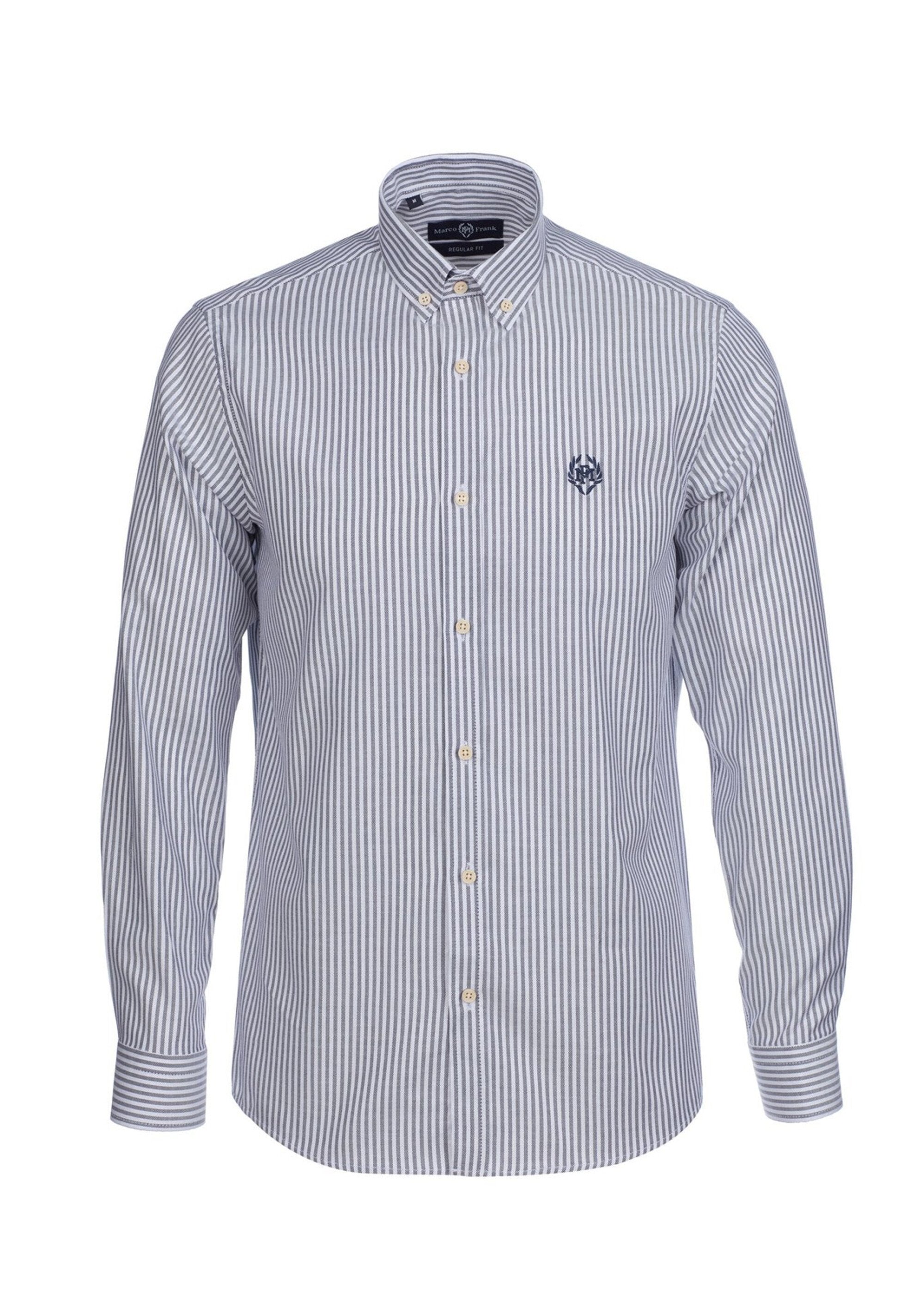 Chemise rayée popeline, col américain Homme Bleu MFKDUMAS AP1