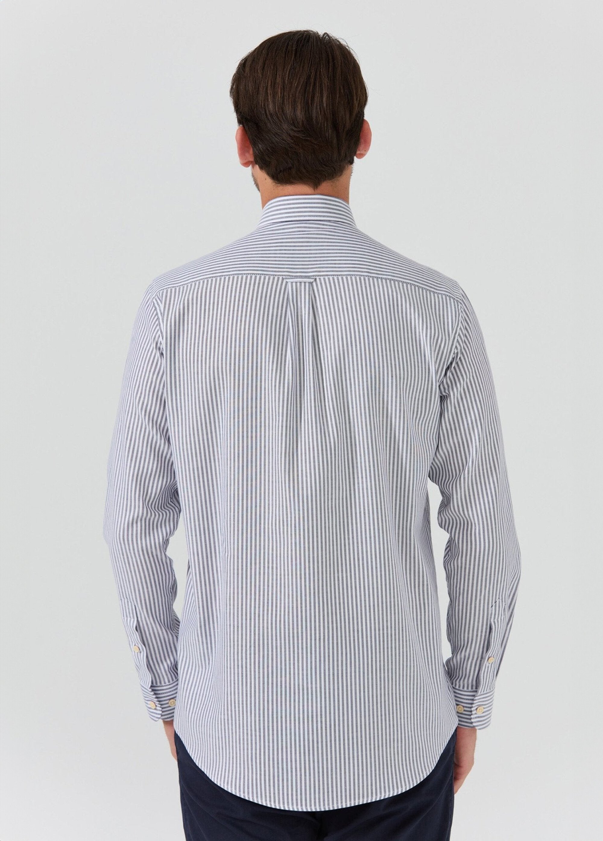 Chemise rayée popeline, col américain