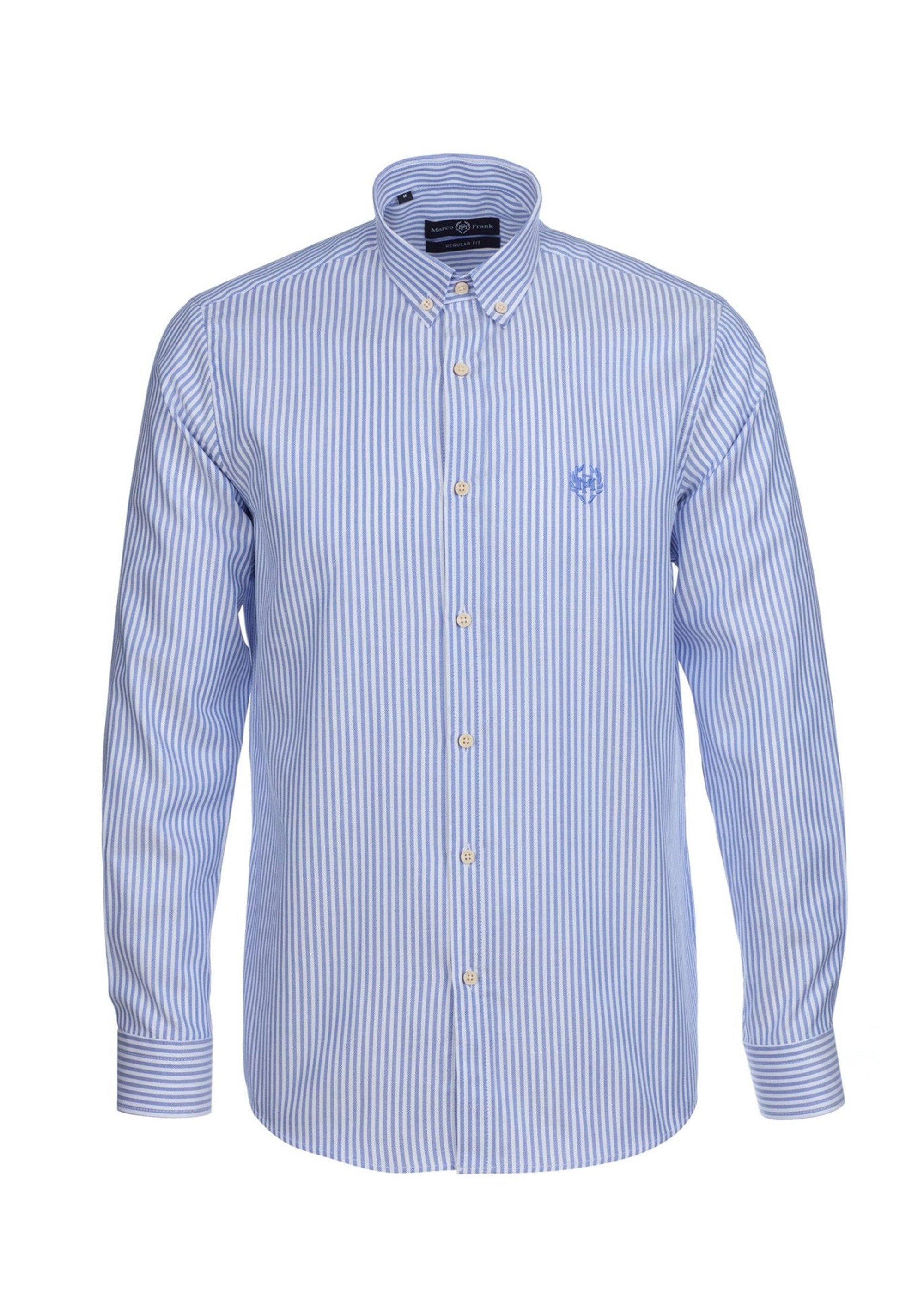 Chemise rayée popeline, col américain Homme Bleu MFKDUMAS AP1