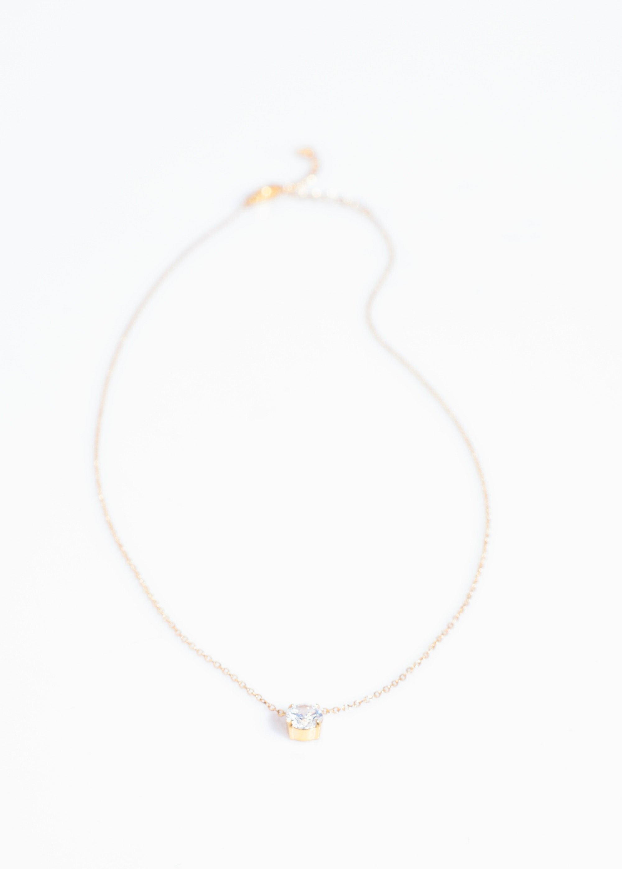 Collier acier inoxydable avec zirconium Doré AE-CO812342 DE1
