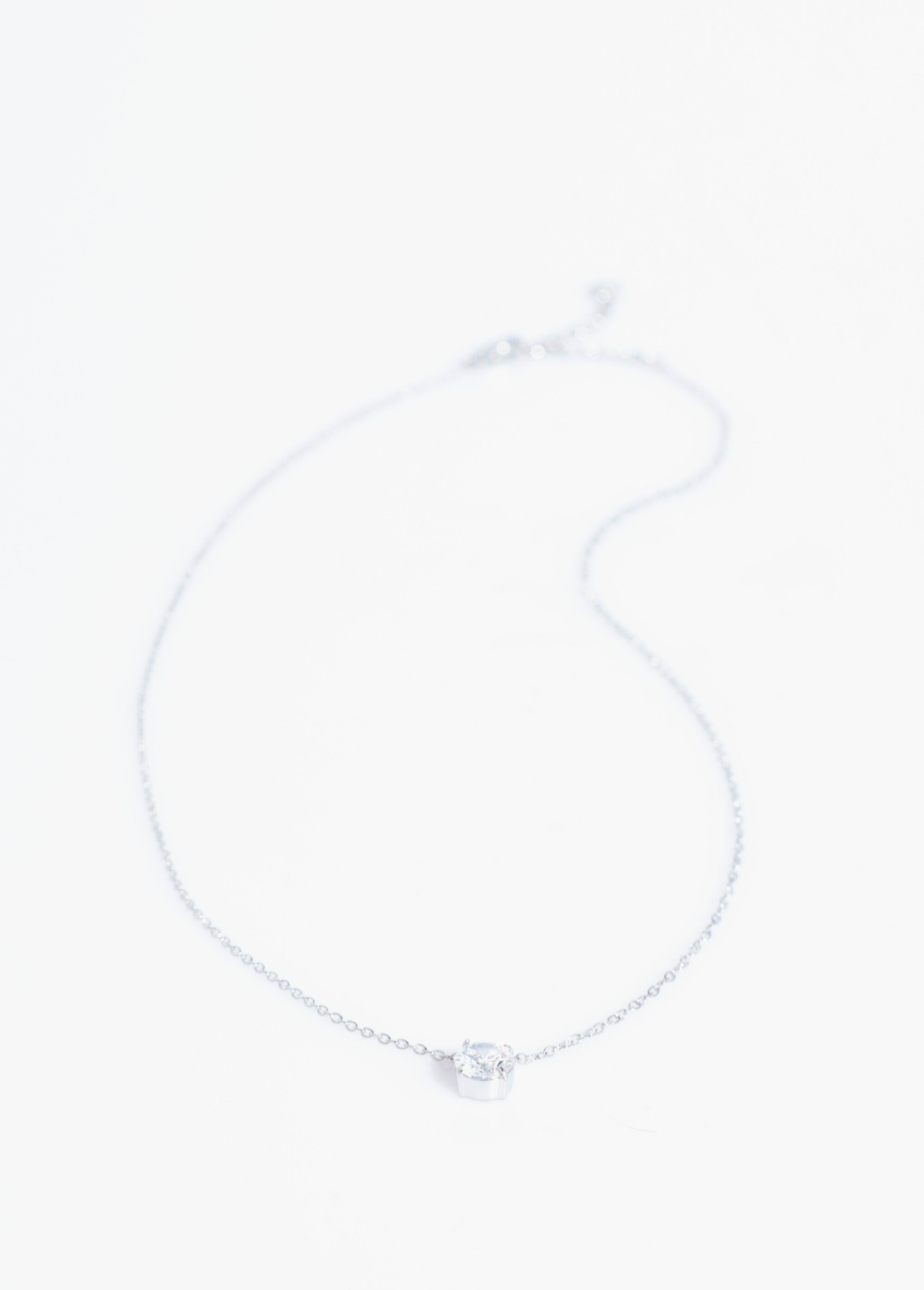 Collier acier inoxydable avec zirconium Argenté AE-CO812342 DE1