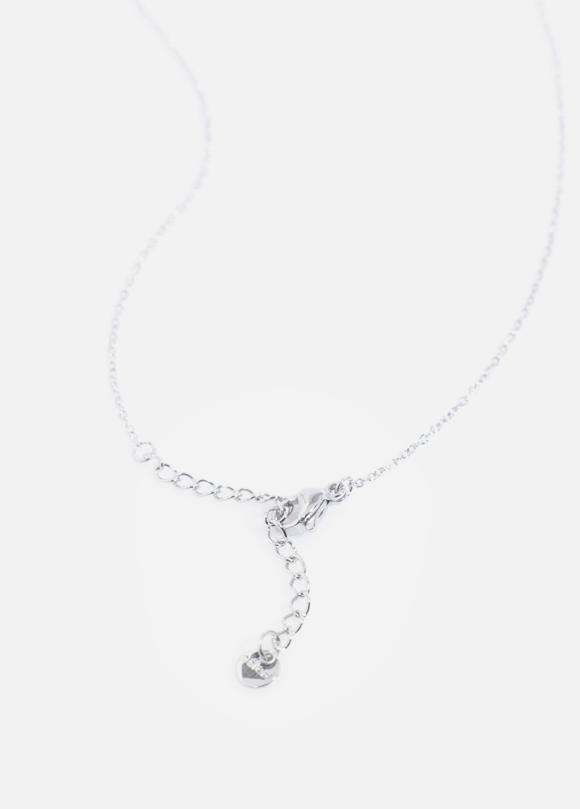 Collier acier inoxydable avec zirconium Argenté AE-CO812342 DE2