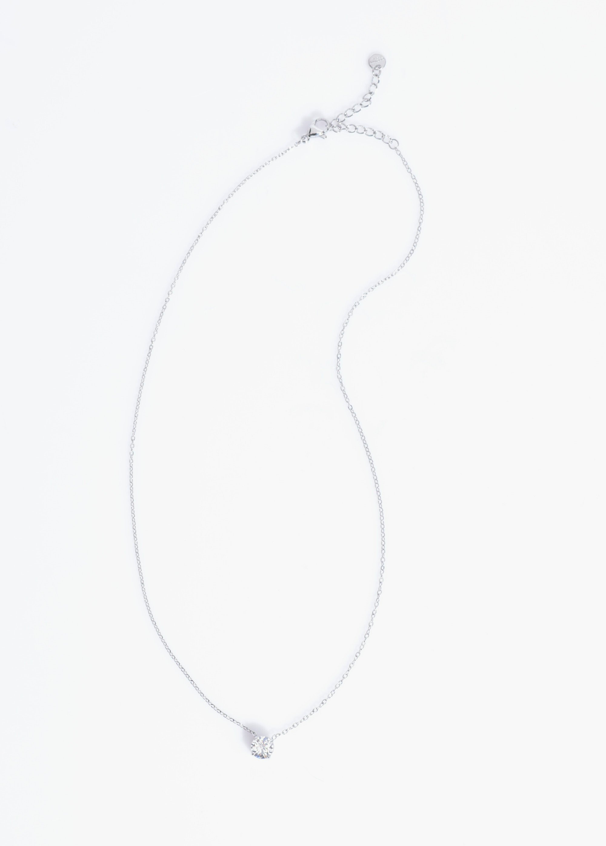 Collier acier inoxydable avec zirconium Argenté AE-CO812342 FA1