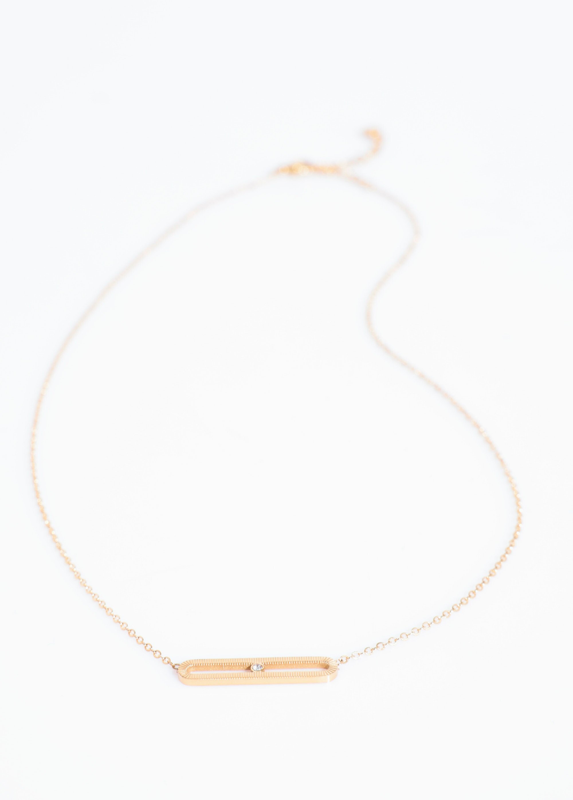 Collier pendentif barrette zirconium Doré AE-CO811760 DE1