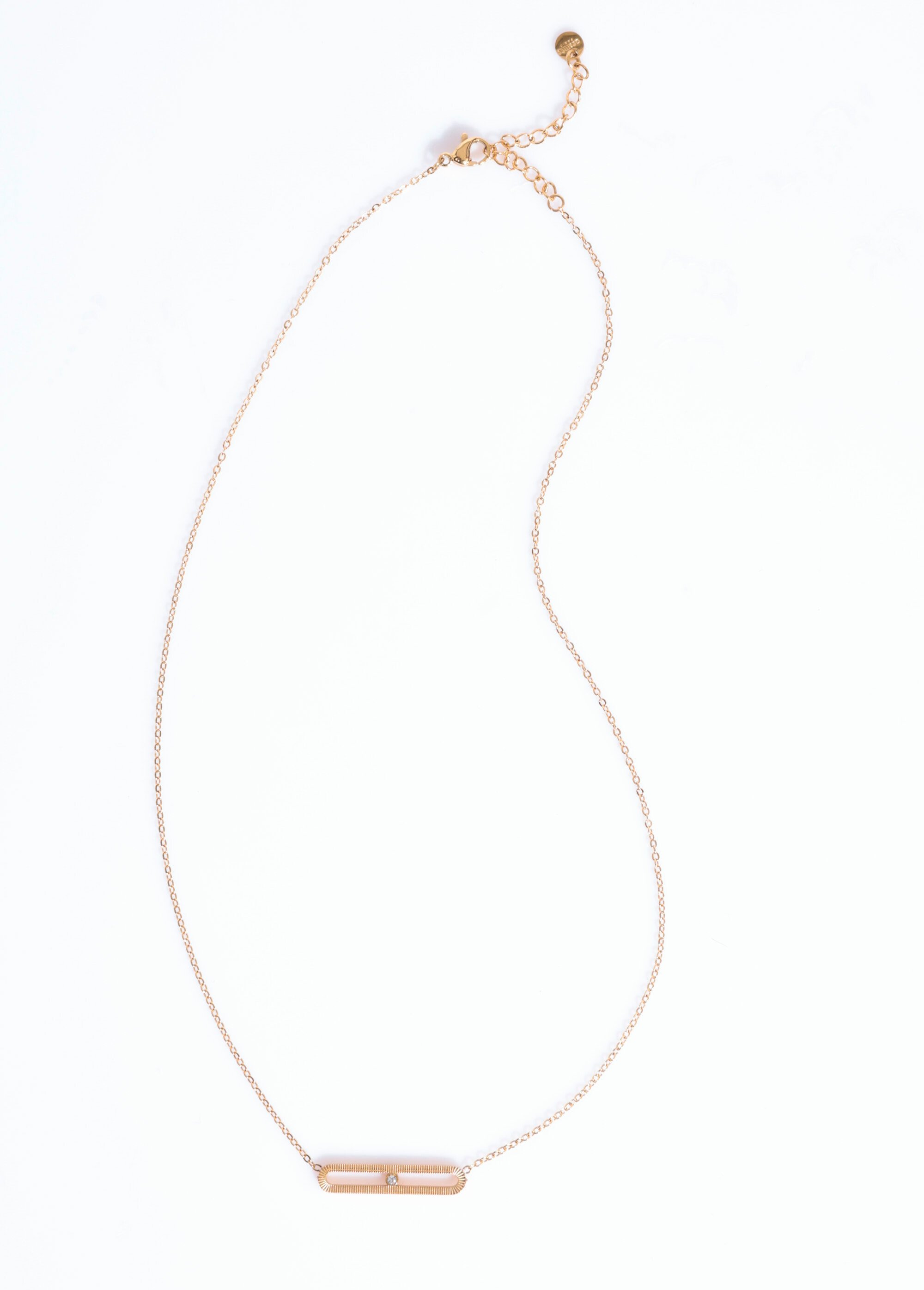 Collier pendentif barrette zirconium Doré AE-CO811760 FA1
