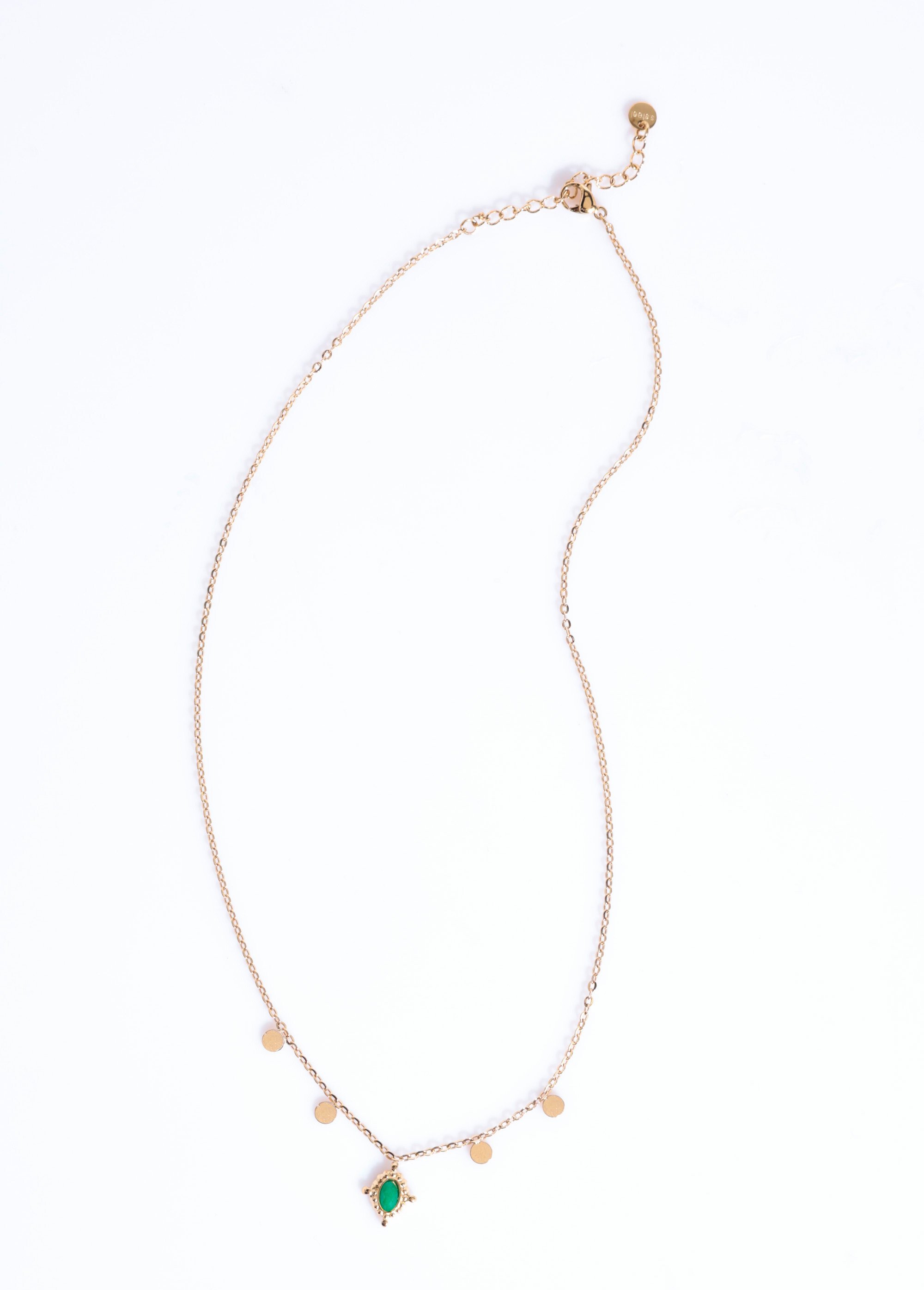 Collier pendentif pierre acier inoxydable Doré AE-CO811506 FA1