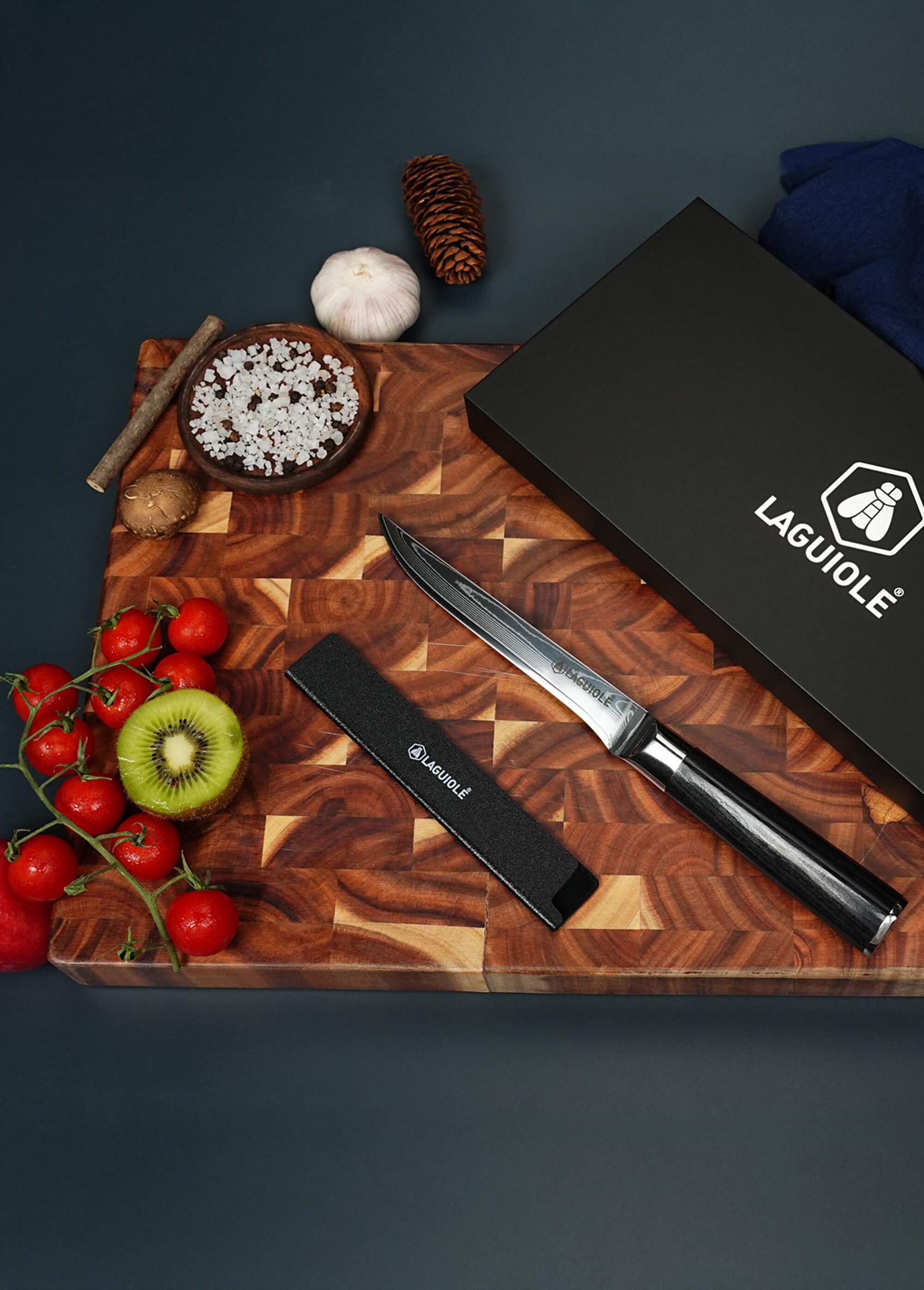 Couteau à désosser lame damas + étui, Core Noir 9171550 SI1