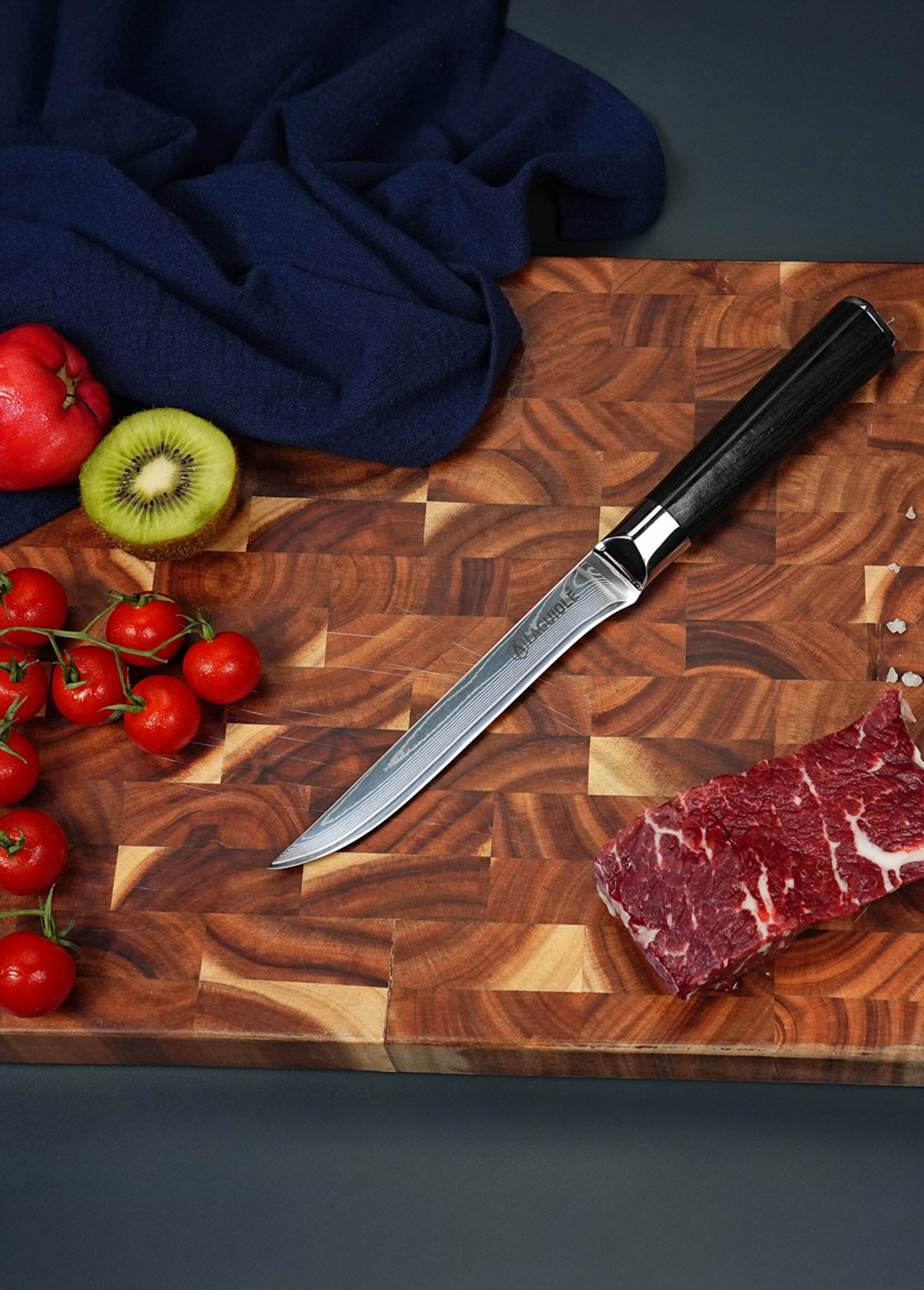 Couteau à désosser lame damas + étui, Core Noir 9171550 SI2